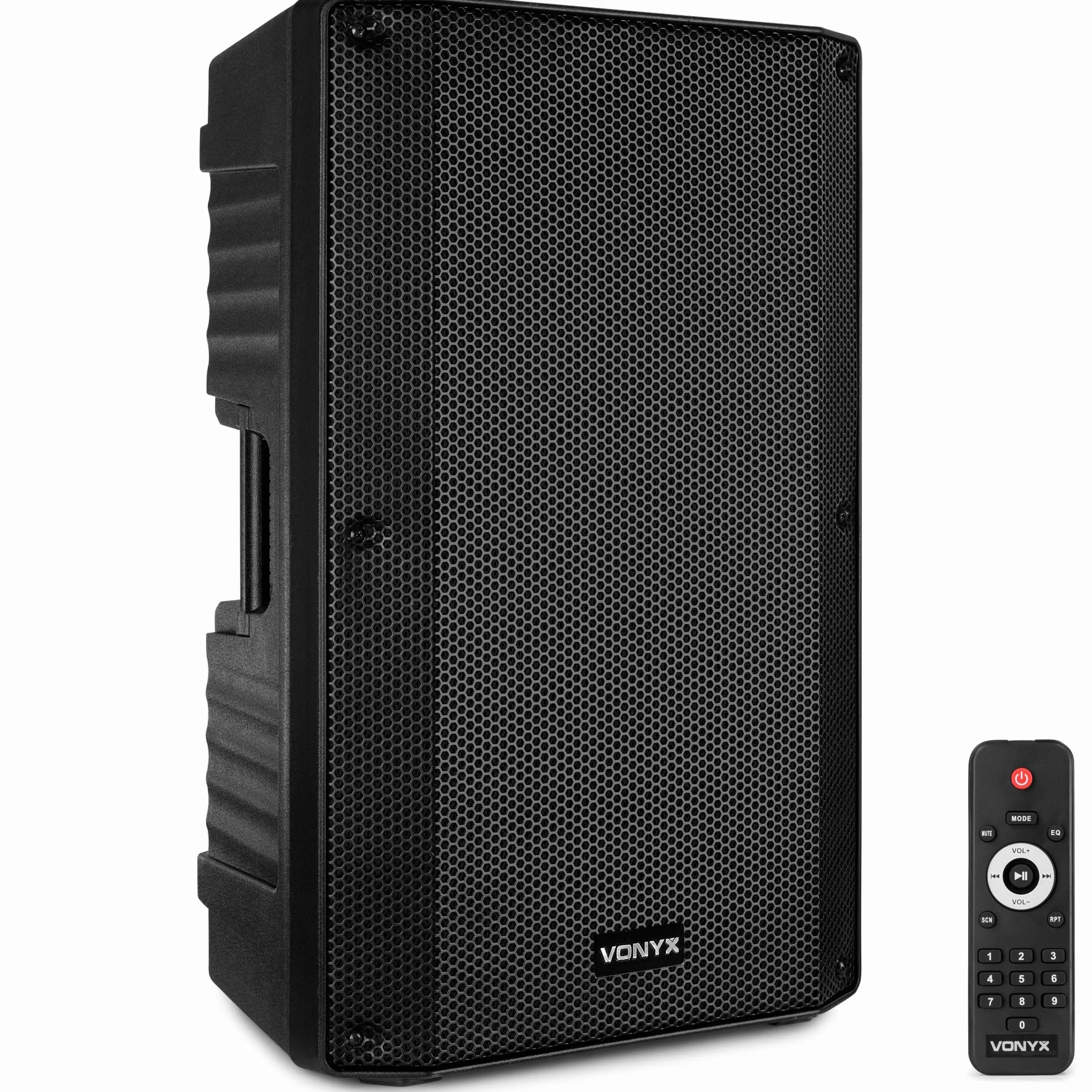 Vonyx VSA15BT Altavoz Activo portátil 1000w autoamplificados. Altavoz 15 Pulgadas Profesional con Bluetooth, Ecualizador, Entrada de Guitarra y Reproductor MP3
