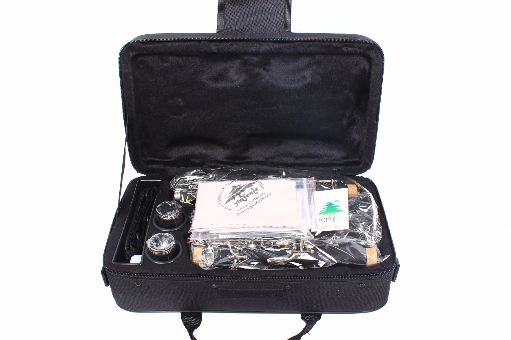 Yinfente Clarinete para clarinete para estudiantes principiantes, clarinete con estuche para clarinete, kit de limpieza de clarinete, boca de clarinete, grasa de corcho para clarinete, clarinete de