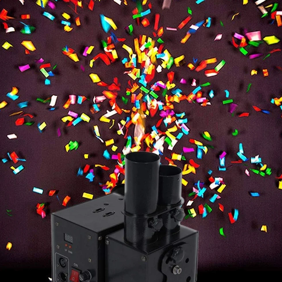 Ambiente Edificio DMX Máquina de Confeti Profesional Lanzador de Cañón de Confeti Lanzador de Confeti Control Remoto Manual Profesional de Tiro Usado para Bodas Vacaciones Halloween Navidad Suministro