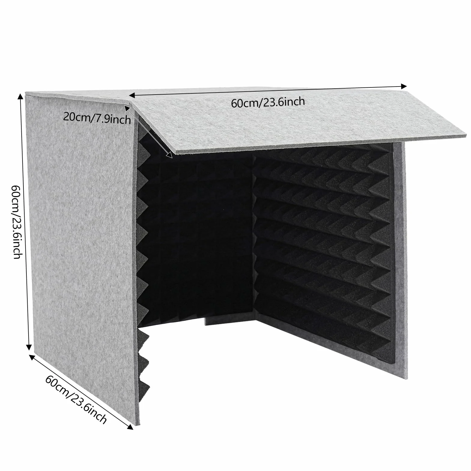 Cubierta insonorizada de escritorio, 60 x 60 cm, plegable, aislamiento acústico con doble aislamiento acústico y esponjas absorbentes de sonido, cabina de grabación vocal portátil para grabaciones de