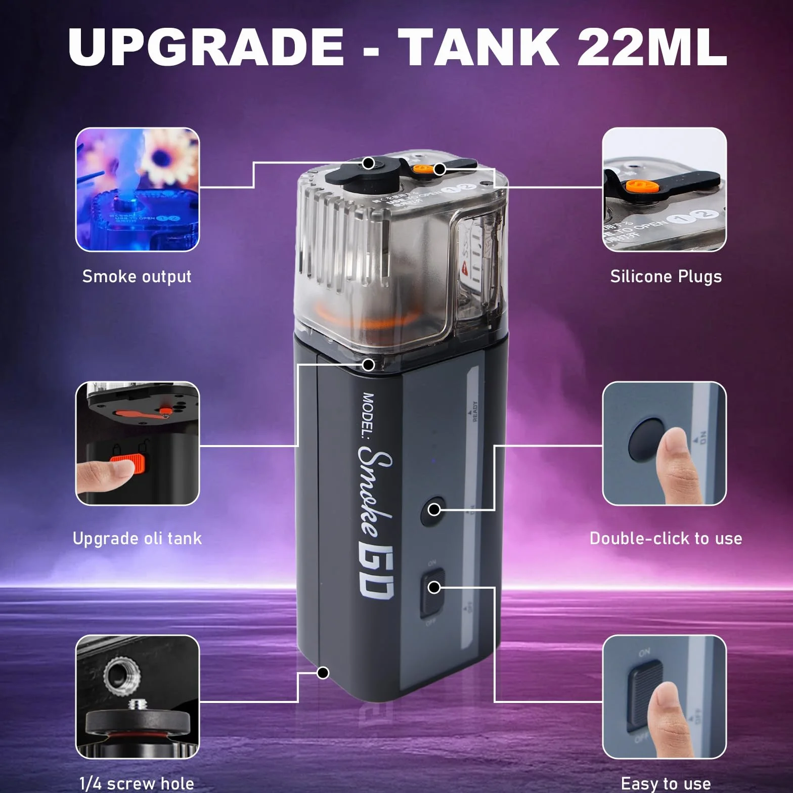 Mini máquina de niebla con mando a distancia inalámbrico, Leikurvo de 30 W portátil con batería, alcance de 10 m, máquina de humo recargable para fotografía, bodas, fiestas y Halloween