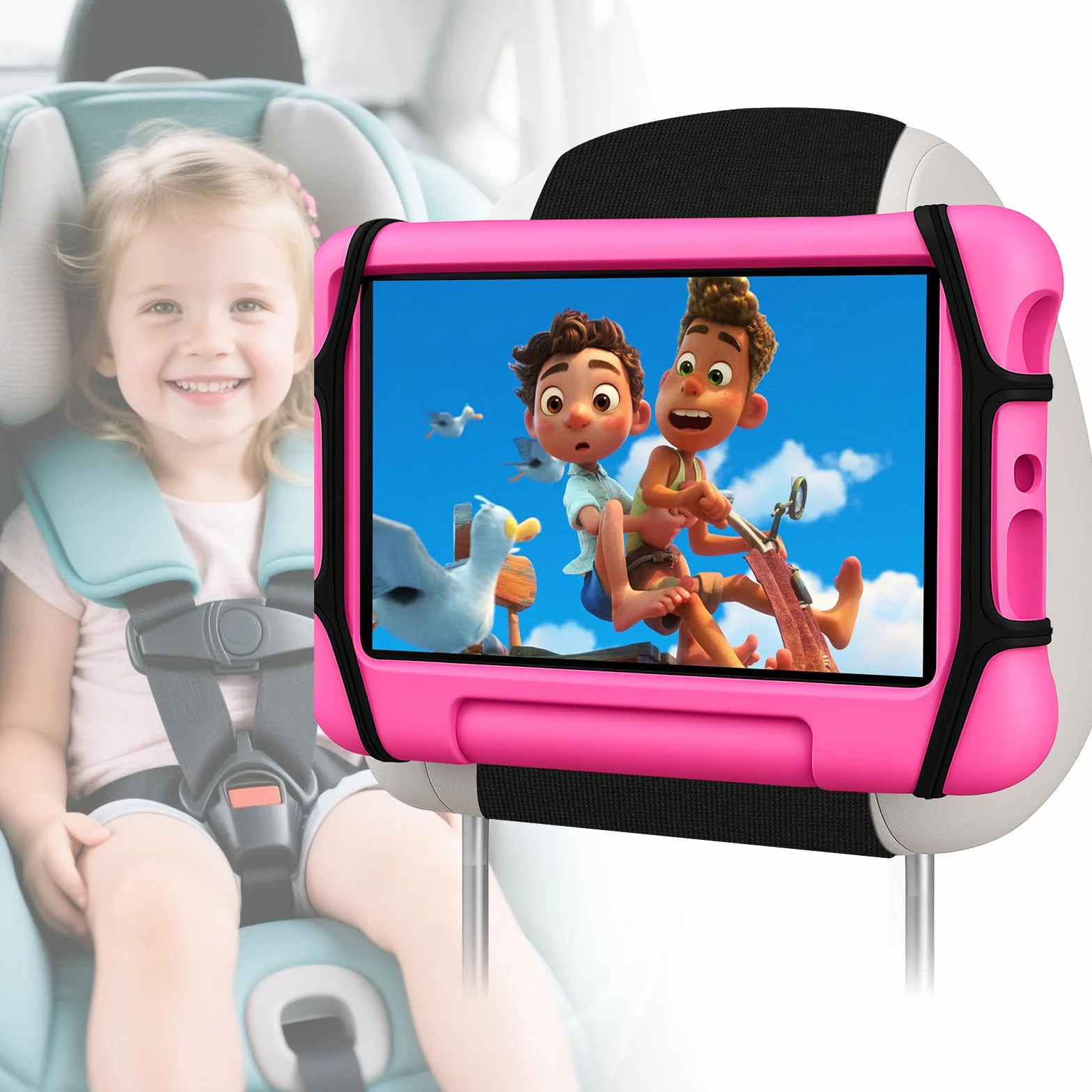 URAQT Soporte Tablet Coche, Soporte Reposacabezas Asiento Trasero para Automóvil 360°Rotación Soporte de Montaje Extensible Compatible con iPad, Switch, Galaxy Tabs y otras tabletas de 7 a 11 pulgadas