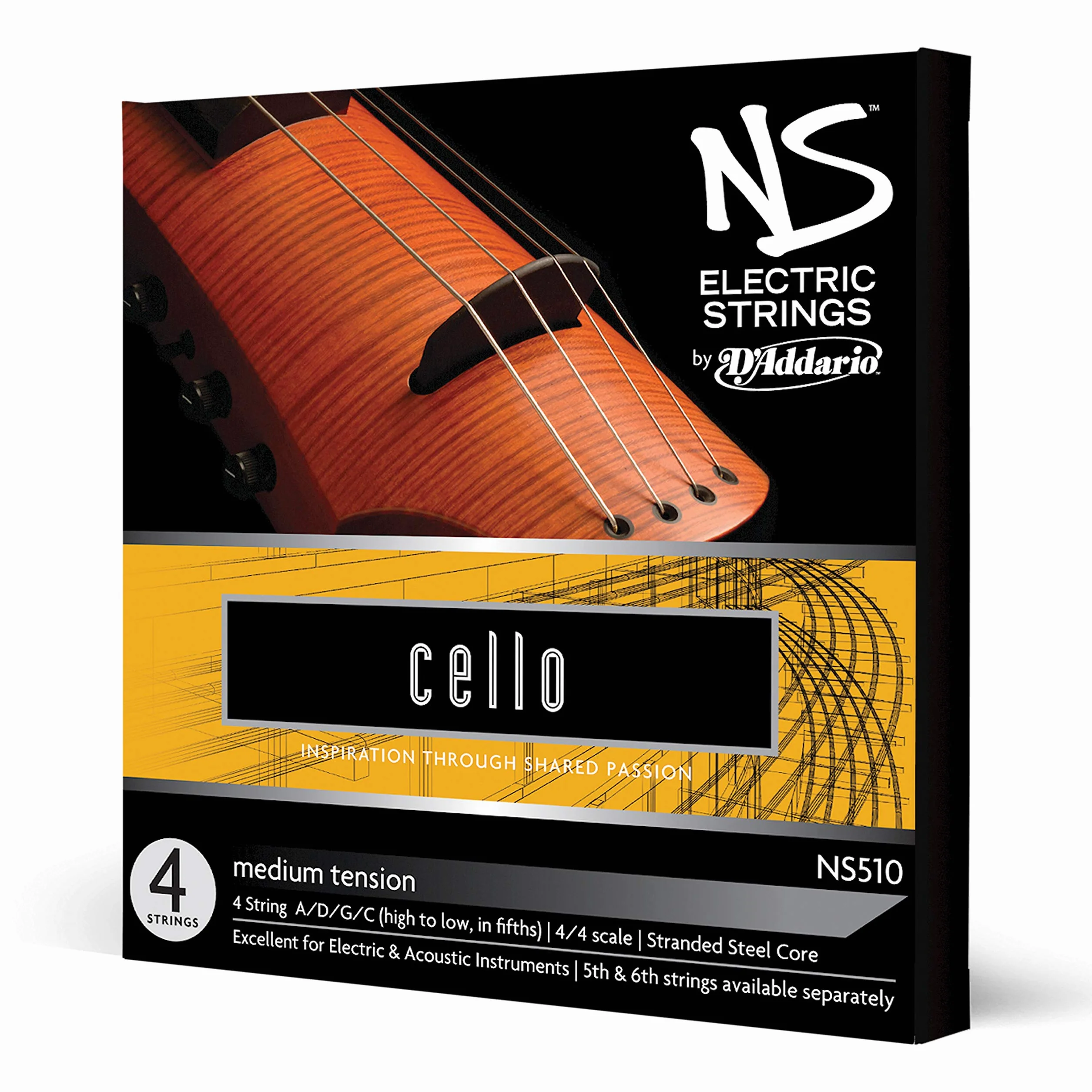 D'Addario NS Electric 4/4 Scale Medium Tension Cello String Set
