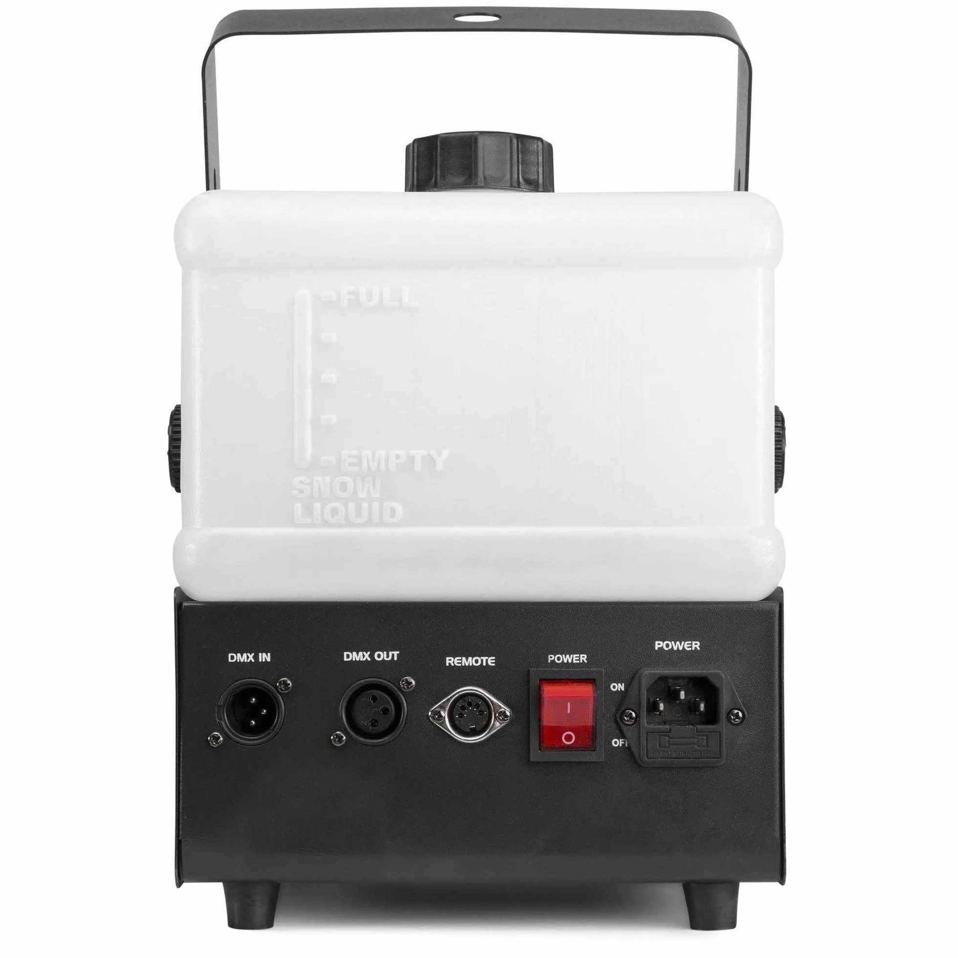 BeamZ RAGE1800SNOW Máquina de Nieve 1800W - Incluye 5L de Líquido, Mando Inalámbrico y con Cable, Tanque Grande, Efecto Invernal Profesional para Eventos, Escenarios y Decoración Navideña