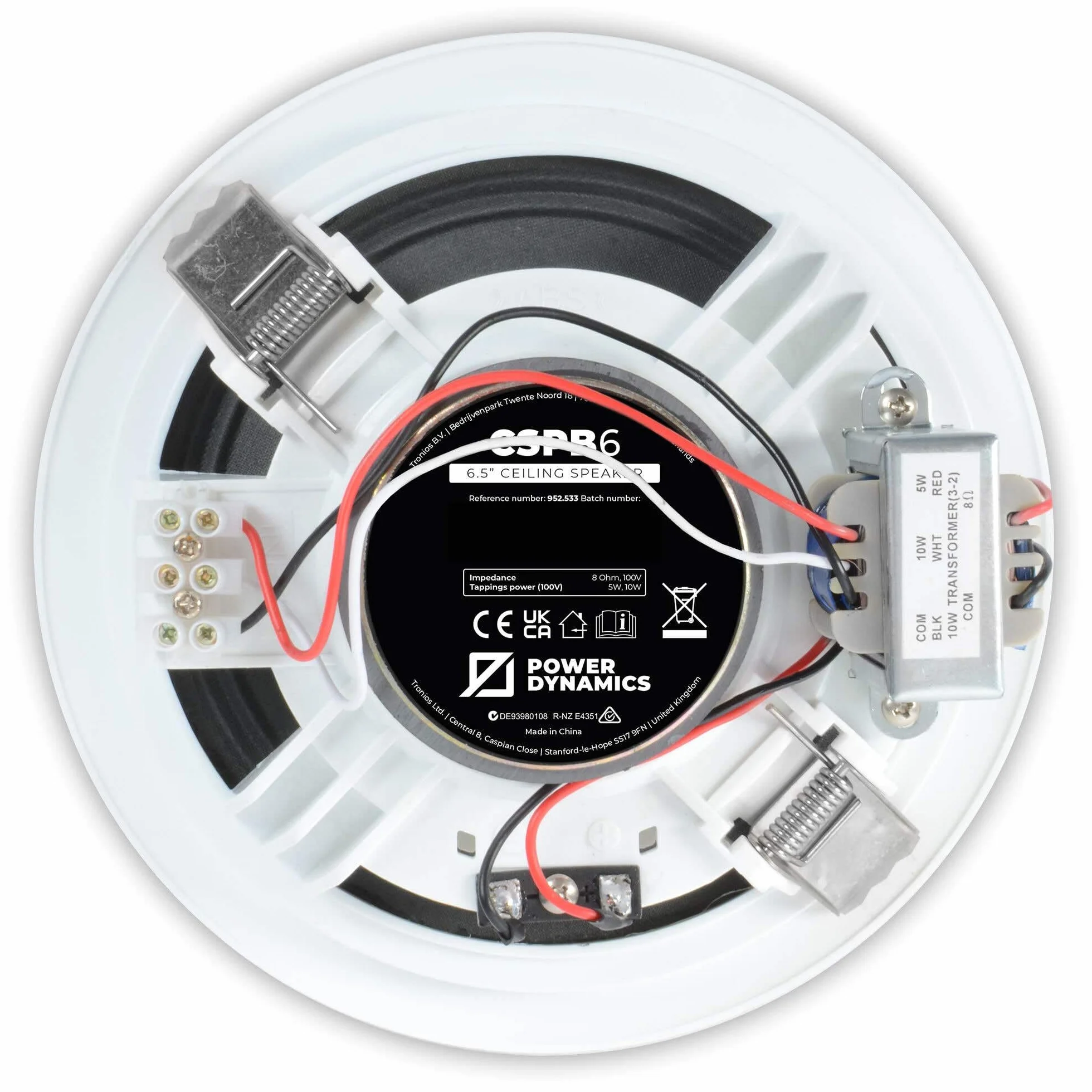 Power Dynamics CSPB6 Altavoz empotrable de techo 6.5 pulgadas 10W 100V Blanco