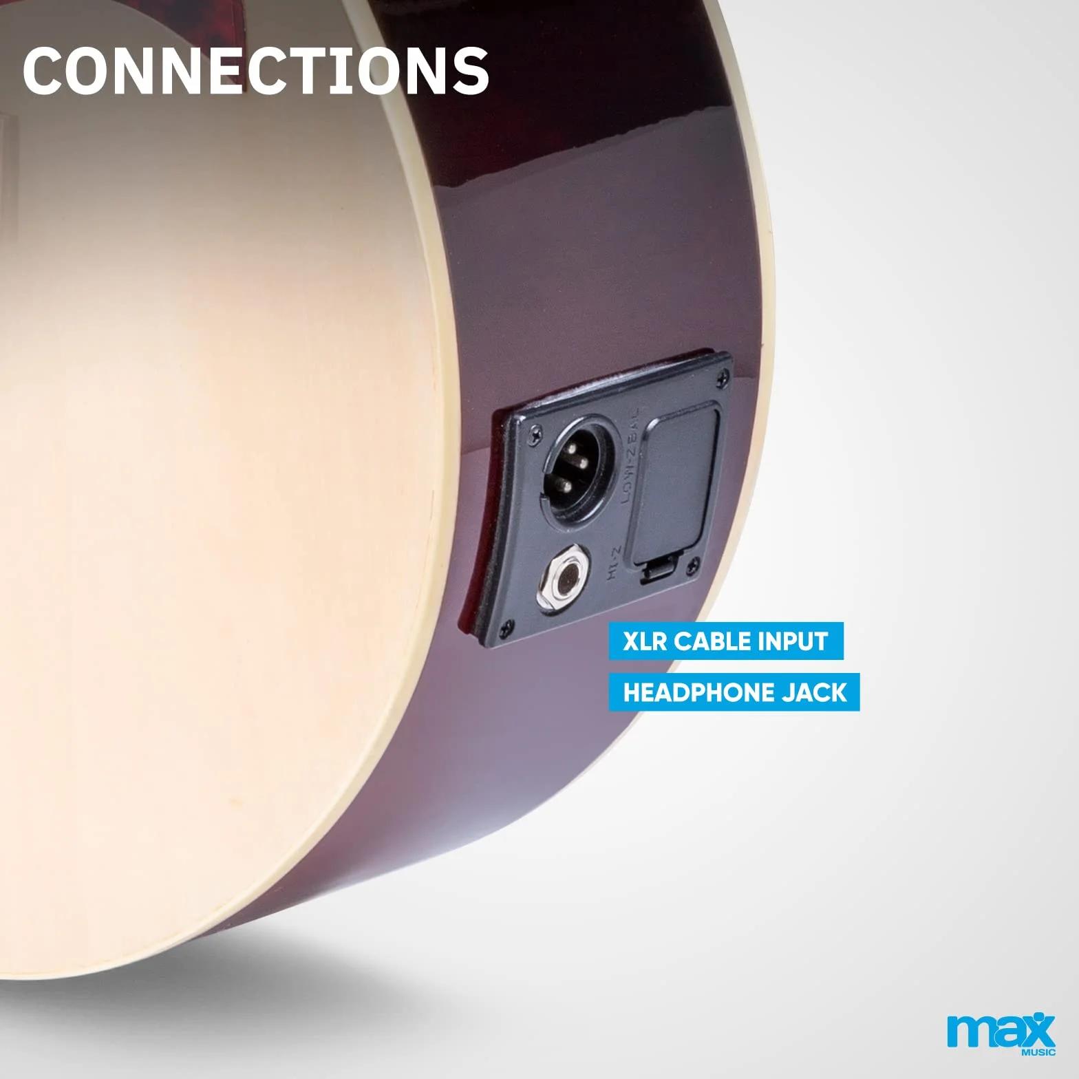 MAX Showkit Guitarra Electroacústica Madera Clara con Cuerdas de Acero de Repuesto, Amplificador, Funda, Afinador, Correa y 2 Púas – Pack Completo Ideal para Principiantes, Ensayos o Regalo