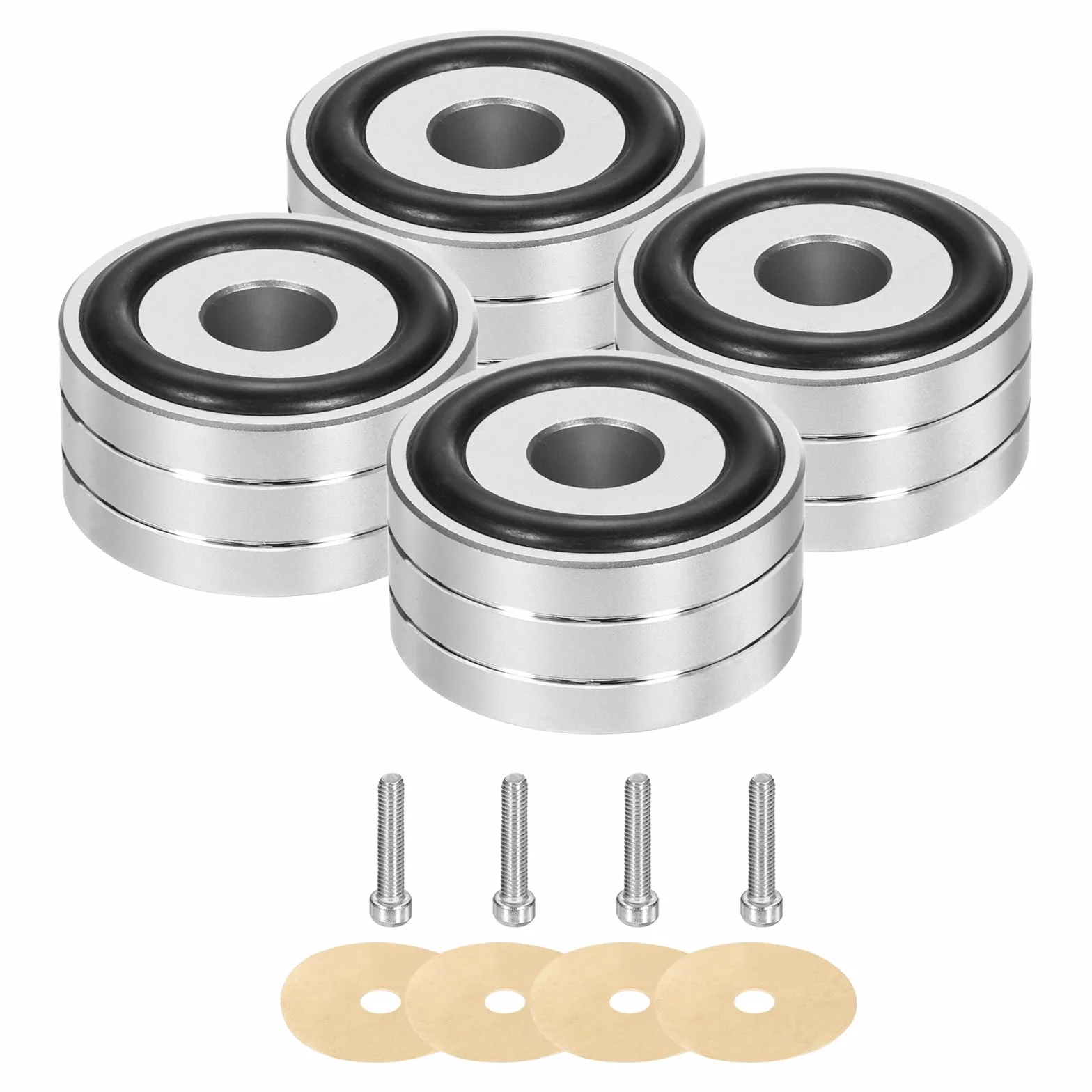 QUARKZMAN 4 Pcs Almohadilla De Aislamiento Para Subwoofer, 40x20mm Patas De Aislamiento Para Altavoces Púas De Aislamiento Para Altavoces Almohadilla De Aislamiento, Tornillos M4 Plateados