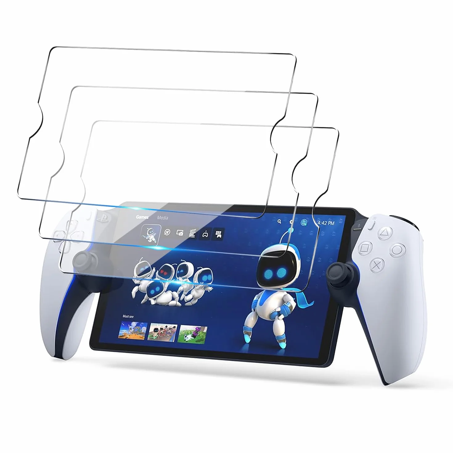 3 Protector de Pantalla Vidrio Templado para Sony PS5 PlayStation Portal, Dureza 9H, Resistente a Arañazos y Huellas Dactilares