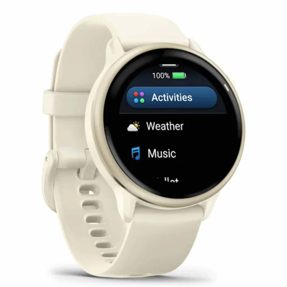 Garmin Vívoactive 6, Smartwatch con GPS, Pantalla AMOLED, Funciones Esenciales de Salud, Entrenamientos de Movilidad, Entrenamiento avanzado del sueño y hasta 11 días de autonomía, Blanco