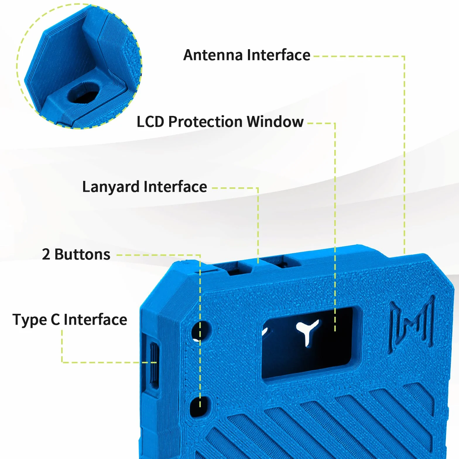 Heltec V3 ESP32 LoRa placa de desarrollo carcasa malla con antena tipo C azul