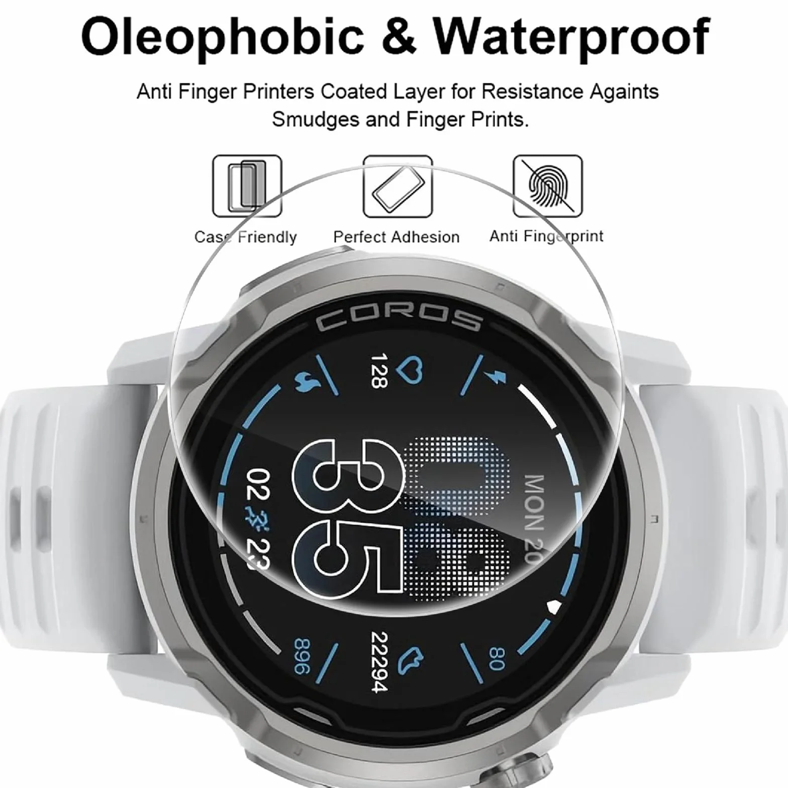 Protector de Pantalla COROS Apex 4 46mm, 4 Unidades HD Vidrio Templado Cobertura Completa Capa Oleófoba Transparente