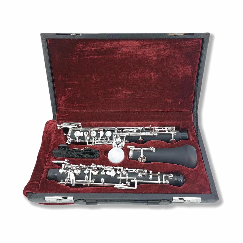 Yinfente Oboe Profesional Con Llave C Izquierda F - Resonancia Semiautomática, Ebonita/Palisandro + Piezas (Ebonita)