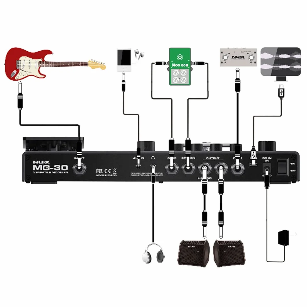 Nux MG-30 Máquina de modelado de guitarra con múltiples efectos + cable jack keepdrum