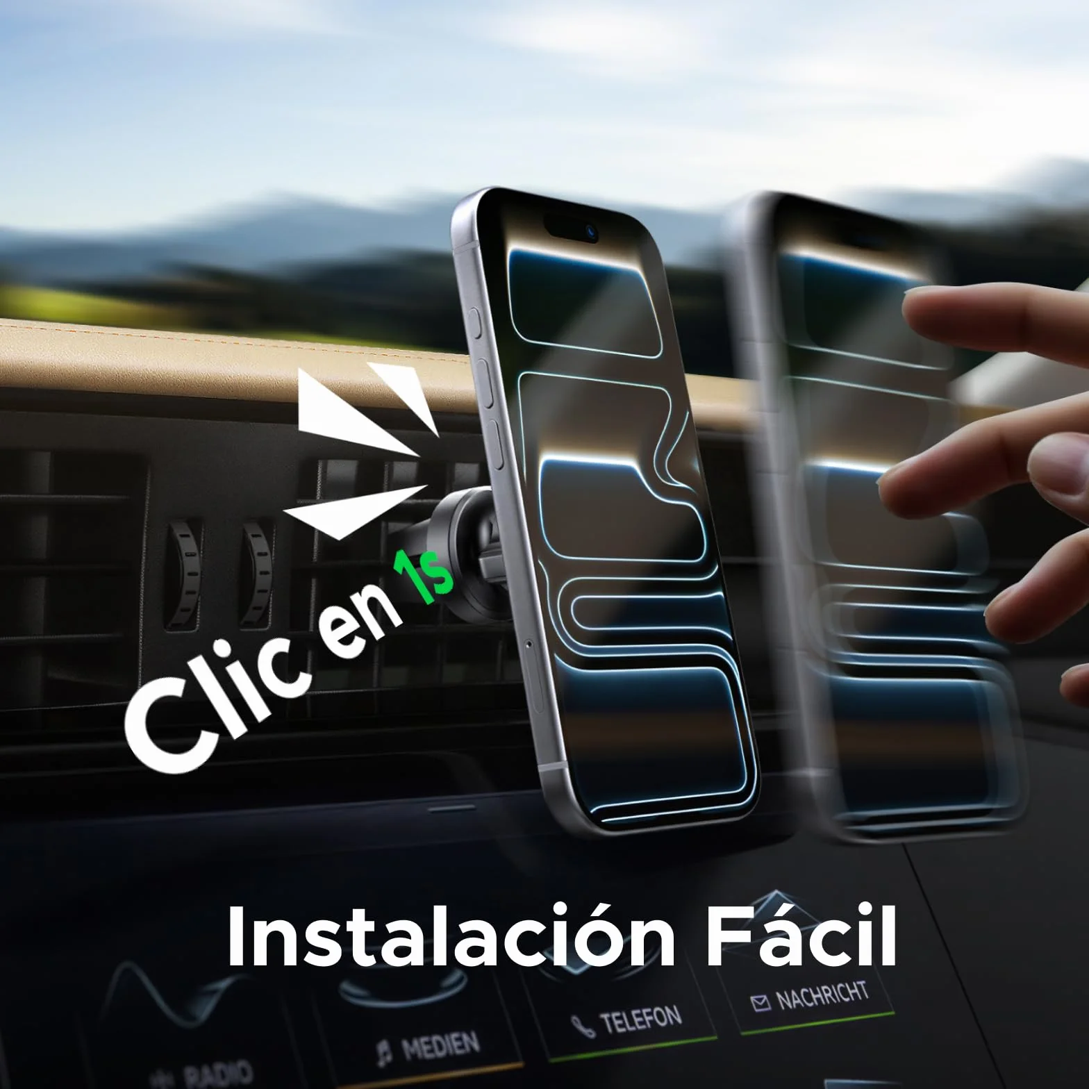 UGREEN Soporte Móvil Coche Magsafe, Suporte Magnético, Clip Rejilla Ventilación, iPhone 17 Pro MAX Air/16/15/14, Galaxy S25/S24, Google Pixel 10/9/8