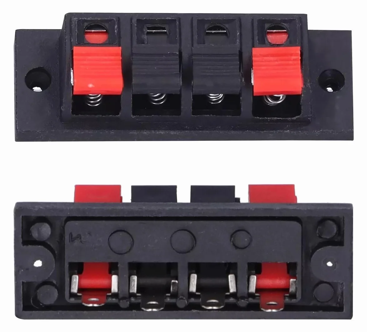 TECHZOCO Bornes para Altavoz, Terminal para Altavoces, Regleta de Bornes, Conexión por Soldadura, ABS, 4 Terminales, 70x24x22 mm