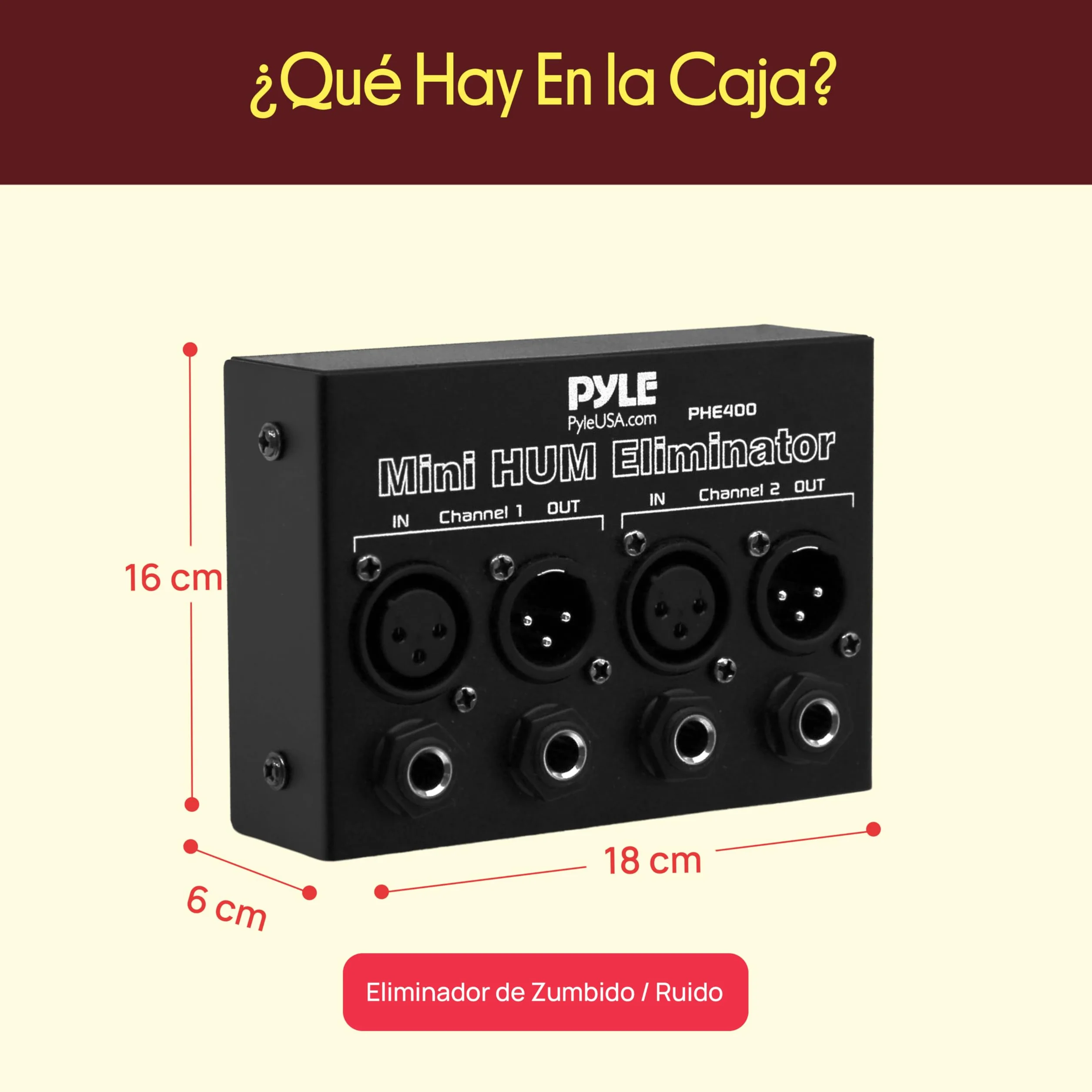 Pyle PHE400 - Amplificador y ecualizador de dos canales (elimina los ruidos de fondo, conjack XLR)