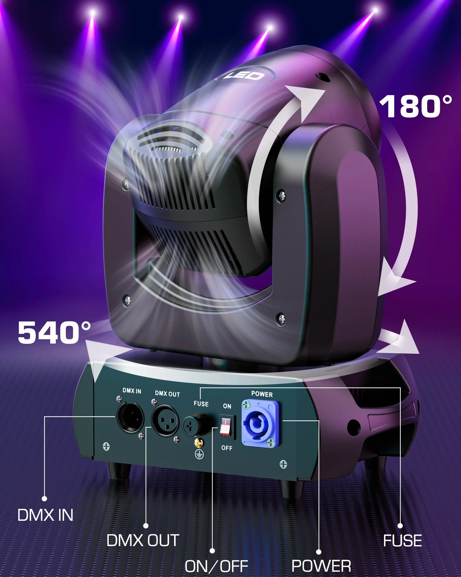 2 unidades 100W cabeza móvil luces LED para DJ, luces de fiesta de discoteca con prismas de gobos giratorios activados por sonido para bodas, fiestas, iglesias, bandas, espectáculos, bar