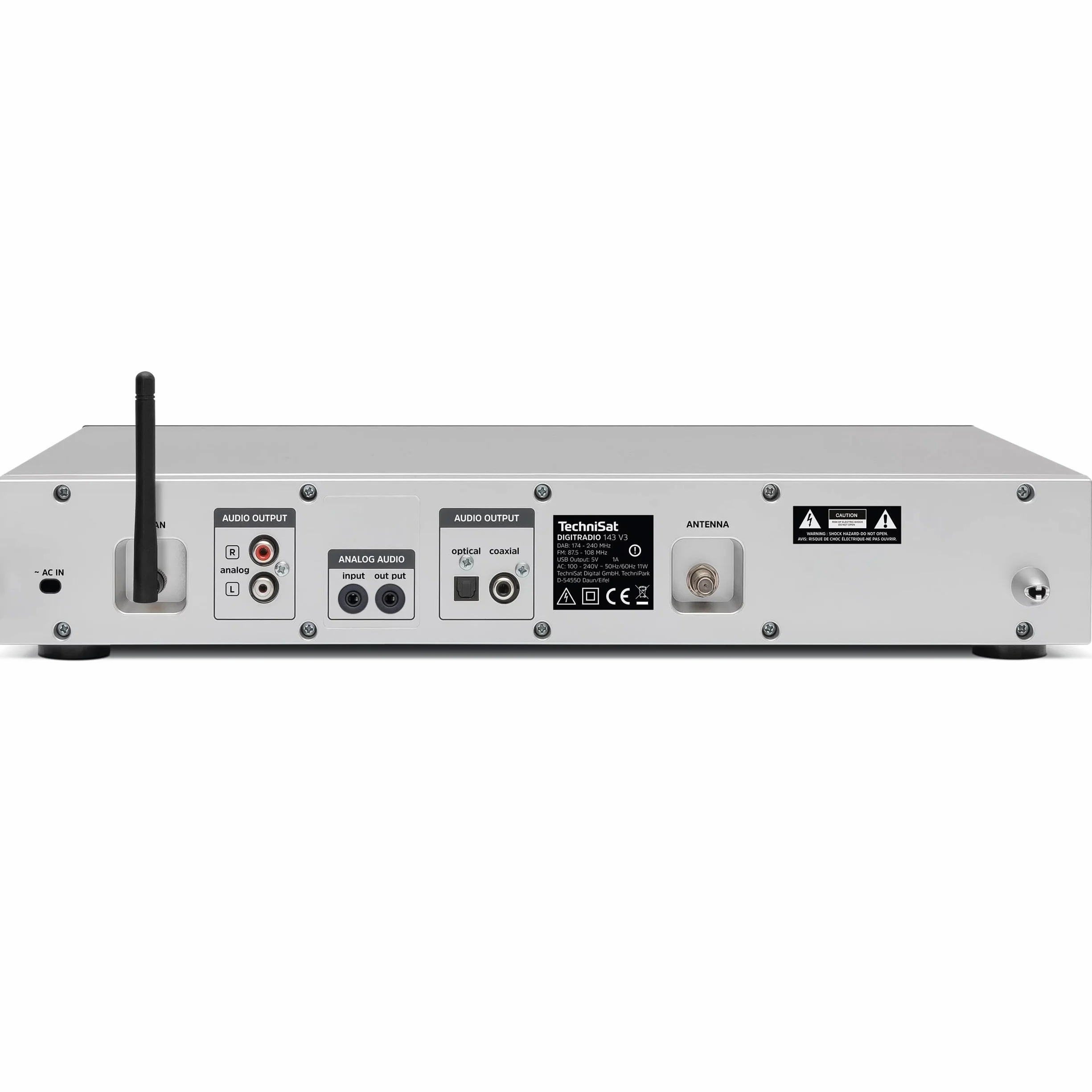 TechniSat DIGITRADIO 143 (V3) - Sintonizador HiFi Internetradio (Radio Digital Dab+, Streaming Audio Bluetooth, Spotify Connect, Antena con Cable, Mando a Distancia, Ancho 43,5 cm), Color Plateado