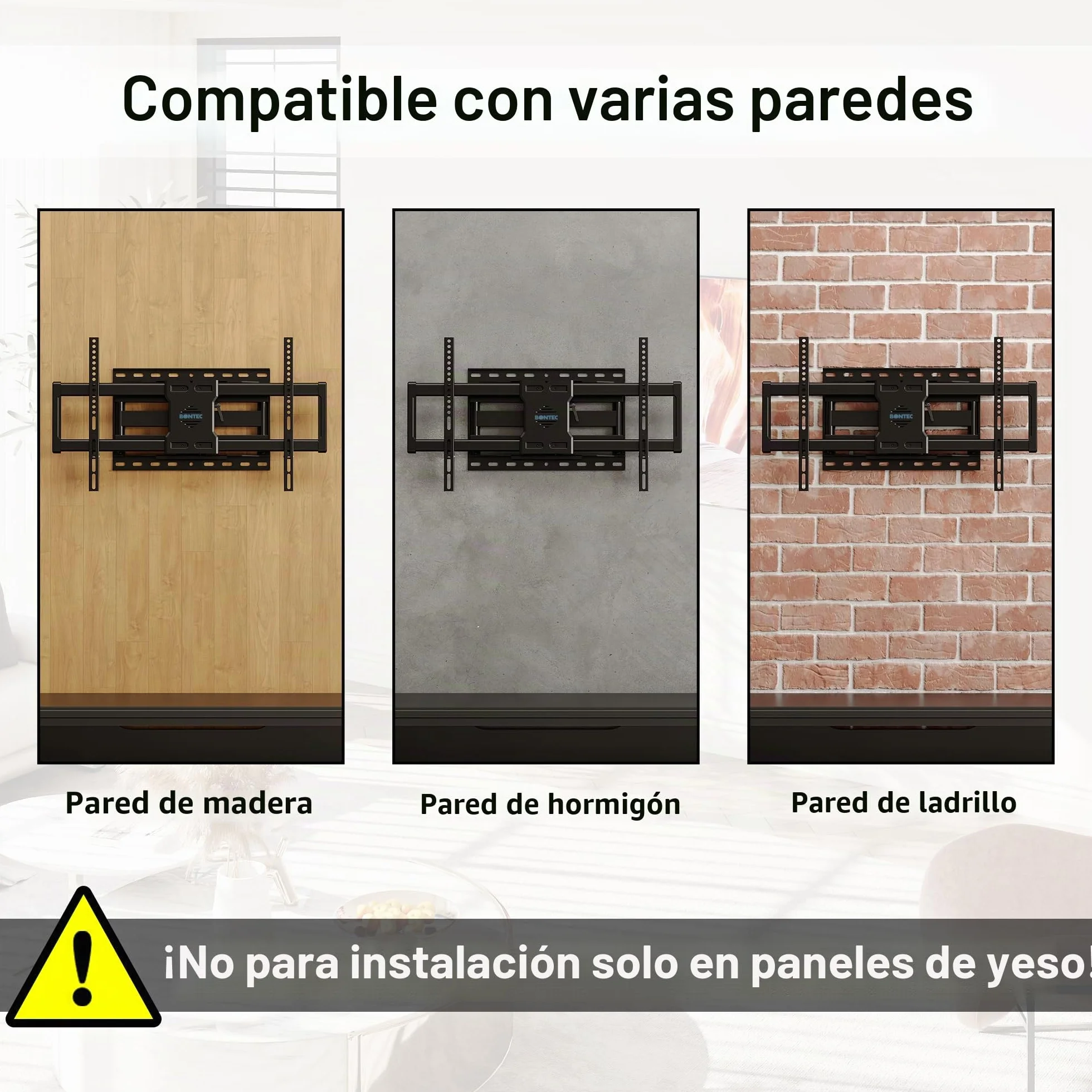BONTEC Soporte TV Pared 37-85 Pulgadas Movimiento Completo Inclinable Giro Nivelación Extensión 60 kg VESA 600x400 mm