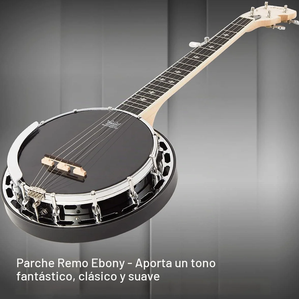Mulucky Banjo de 5 cuerdas MINI, banjo de viaje de 28 pulgadas, cabeza Remo, resonador y afinador 5º engranado, kit de inicio con regla de púas y afinador