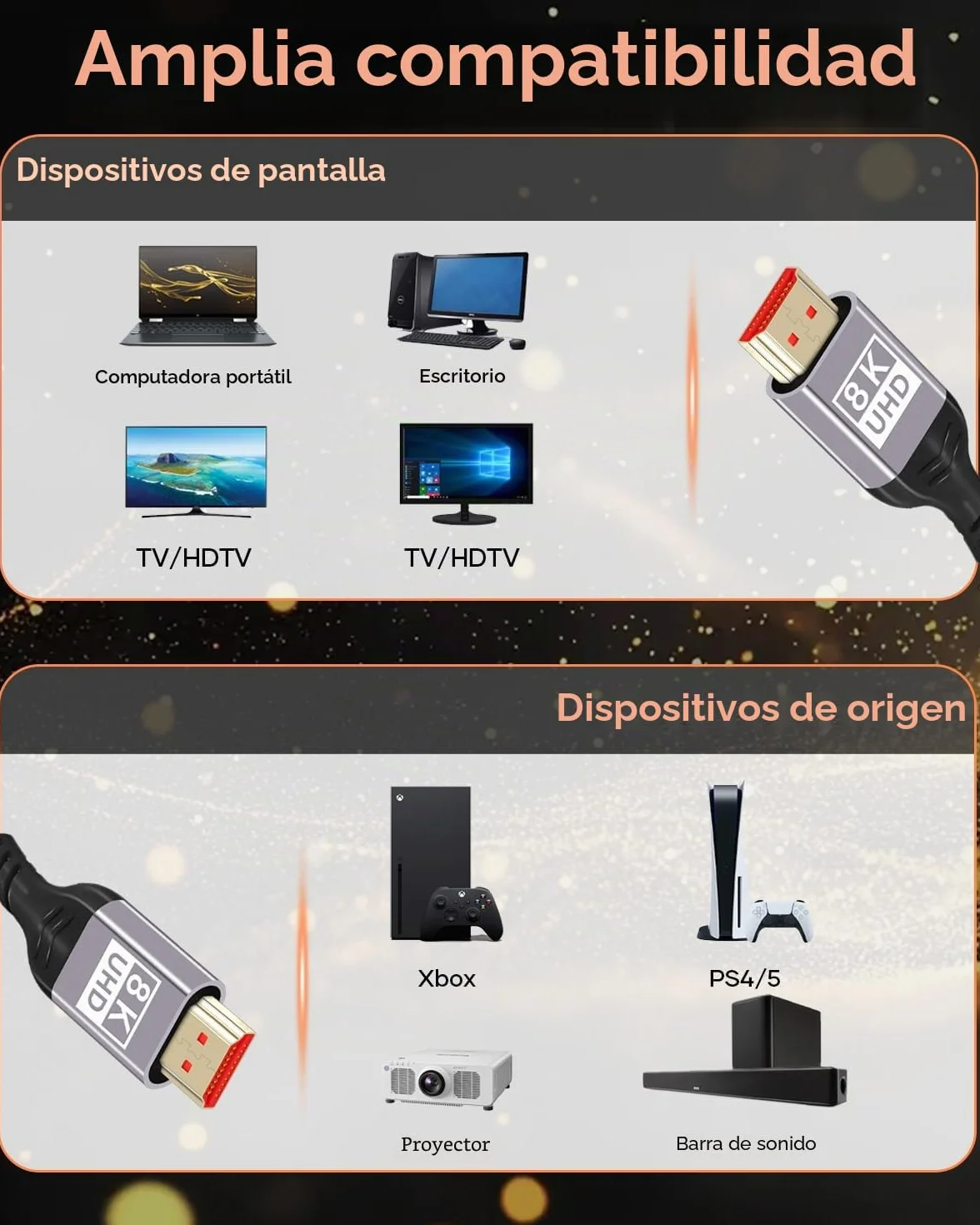8K HDMI 2.1 Cable 5m 48Gbps 8K@60Hz 4K@144Hz eARC HDR10 HDCP 2.2 Dolby Atmos