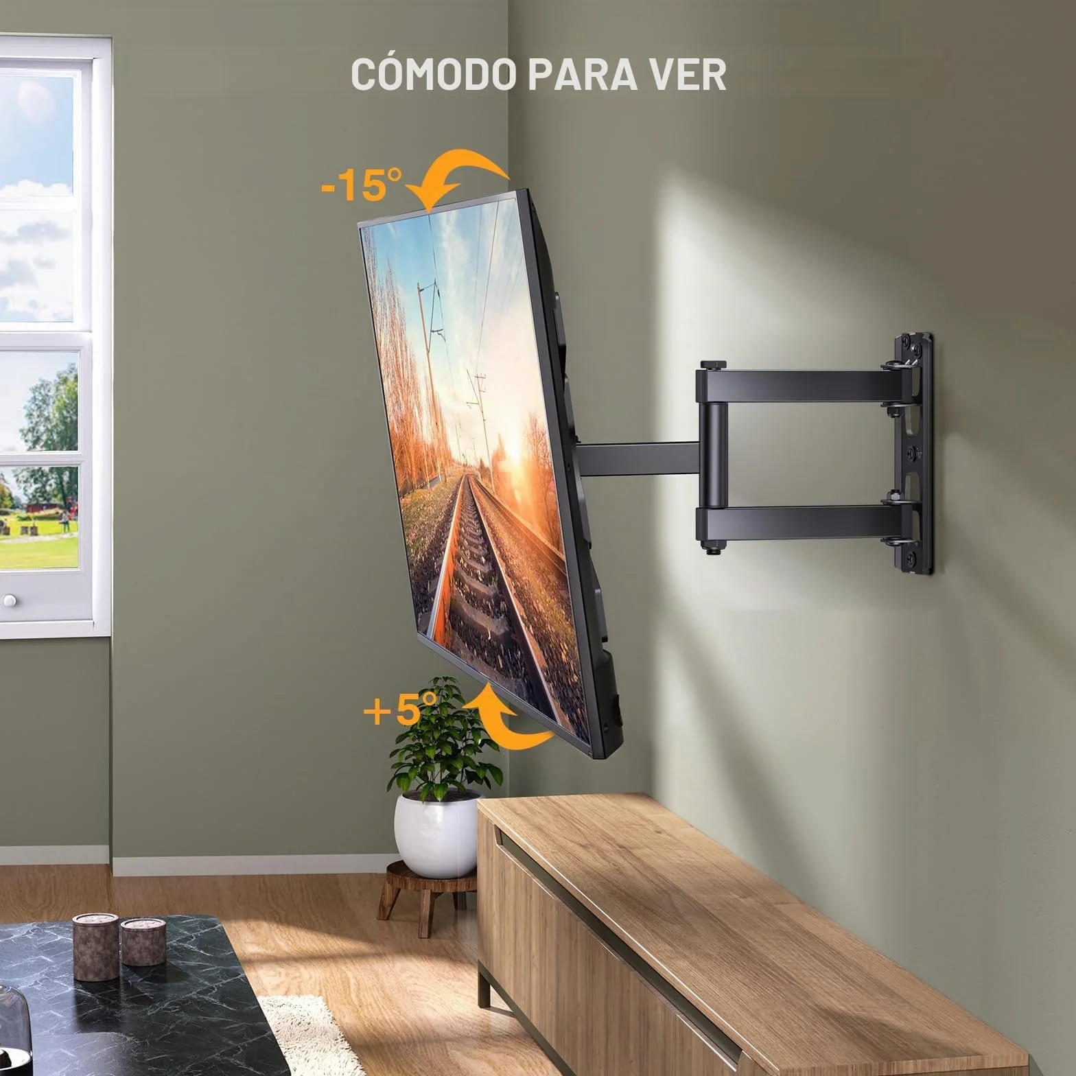 Perlegear Soporte TV de Pared Articulado Inclinable Giratorio 26-65 Pulgadas 45 kg VESA 400x400mm