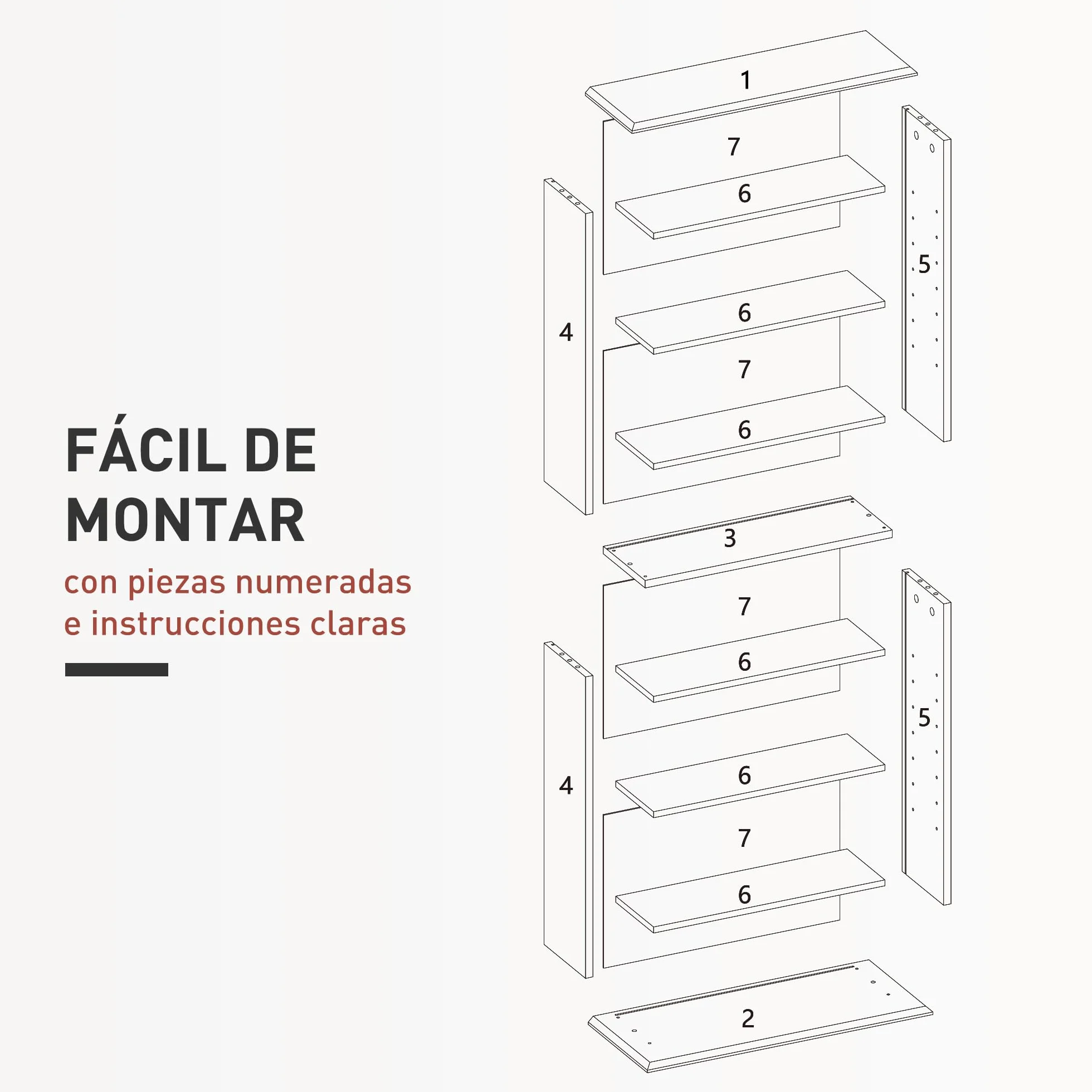 HOMCOM Estantería para CDs y DVDs Soportes para CD Estrechos con 8 Compartimentos Estantes Ajustables para Salón Oficina 58x24x126,3 cm Blanco