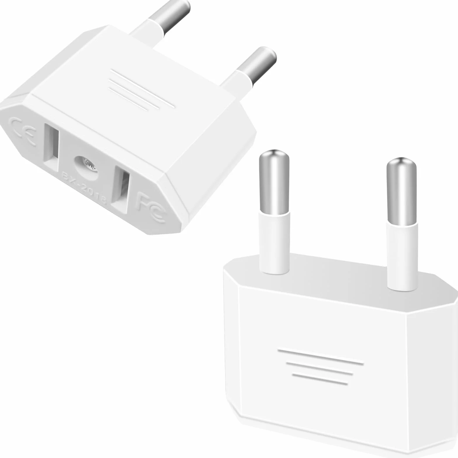 Tixlux 2 Piezas Adaptador Enchufe Americano a Español, Adaptador Enchufe Americano a Europeo, Adaptador de Enchufe Viaje para Europa/USA/US/Francia/Alemania/España/Australia/Austria, Blanco