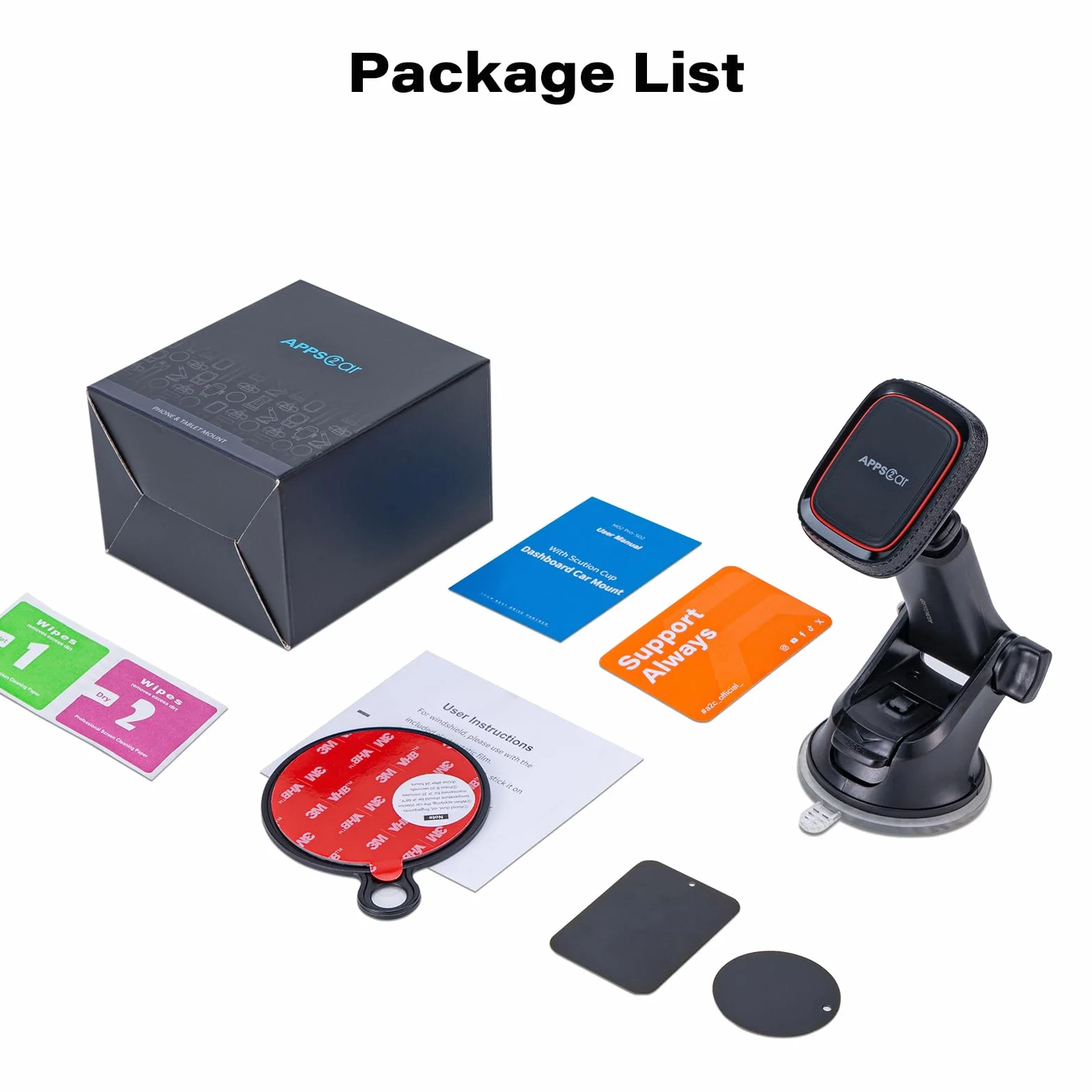 APPS2Car Soporte Magnético Universal para Teléfono Coche, Ventosa Parabrisas Salpicadero Ajustable, 6 Imanes Fuertes
