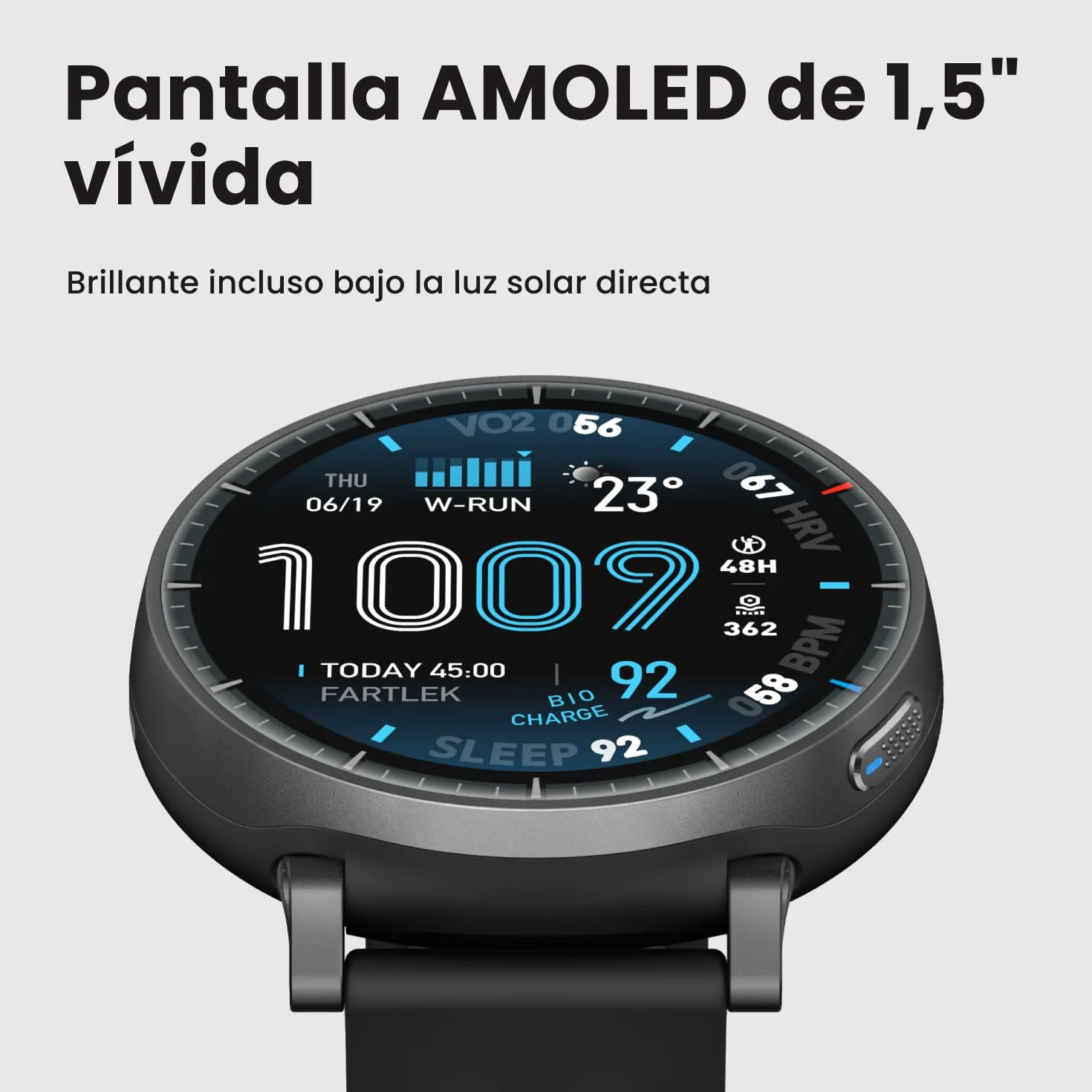 Amazfit Active MAX Reloj Inteligente 48mm, Pantalla AMOLED 1.5", Batería hasta 25 Días, Mapas, NFC, GPS, 170+ Deportes, Resistente al Agua, Ritmo Cardíaco y Sueño, Smartwatch para Android iPhone