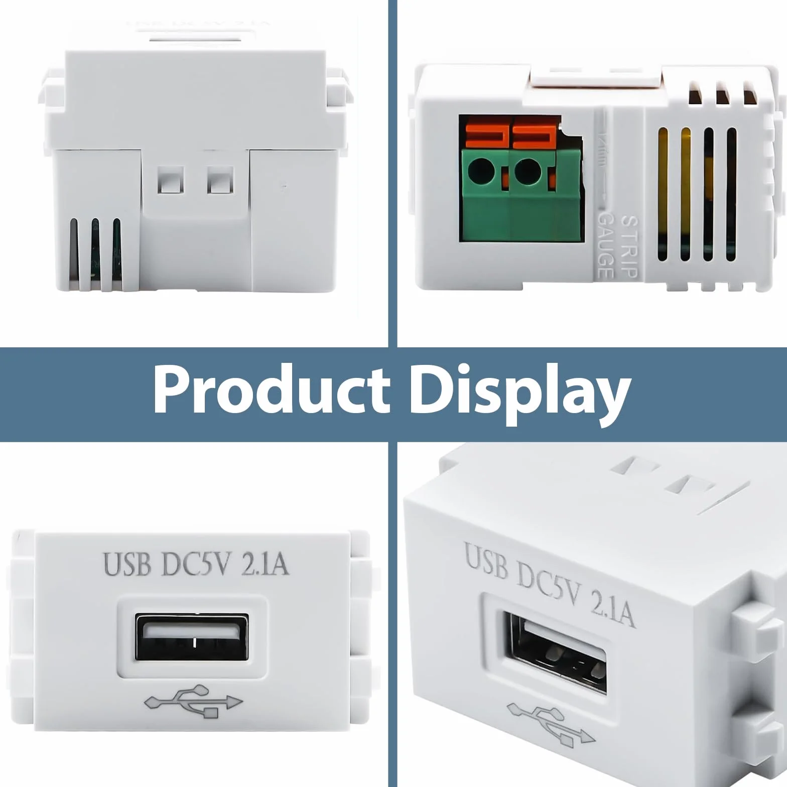 Módulo de alimentación USB 3 unidades, fuente de alimentación USB empotrada: enchufe de 220 V a transformador de 5 V, enchufe de carga USB de 2,1 A, adaptador de conmutación para dispositivos USB y