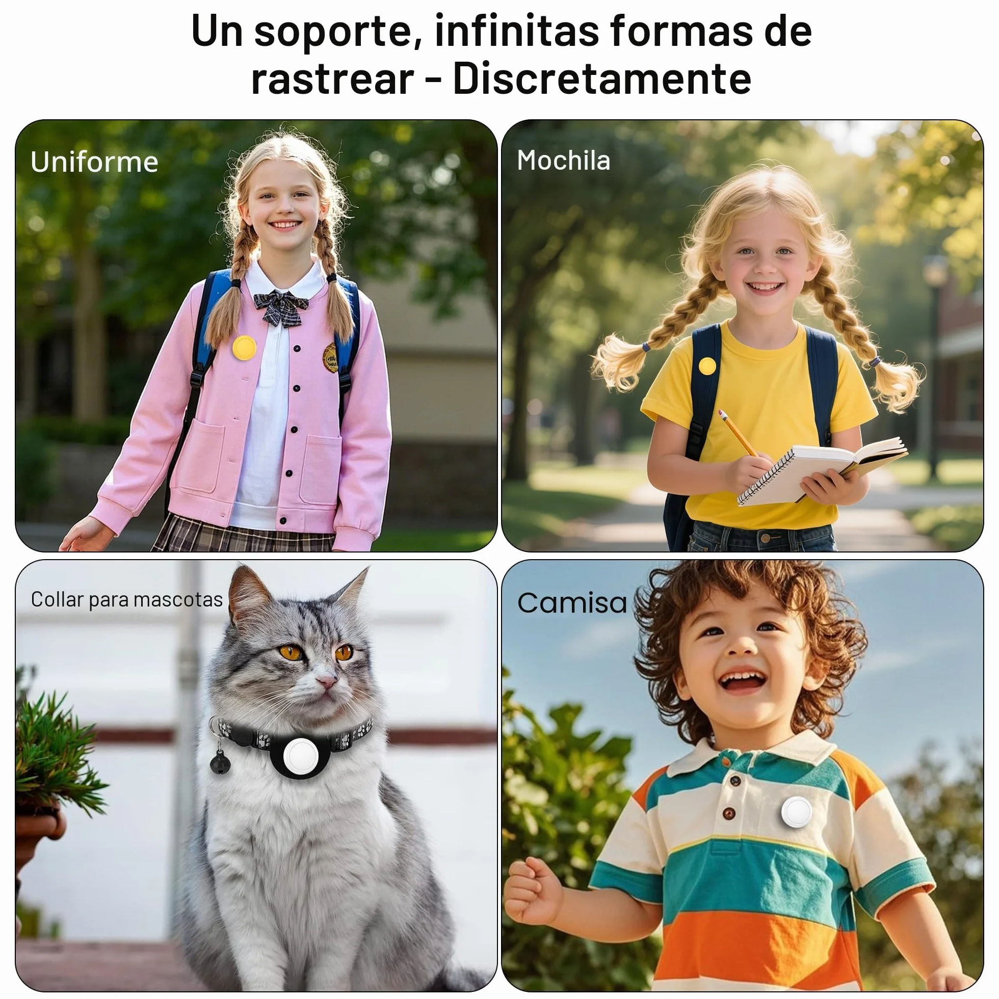 SPGUARD Pack de 4 Fundas Ocultas Impermeables para Apple AirTag 1/2, Protectora de Silicona con Imperdibles de Seguridad