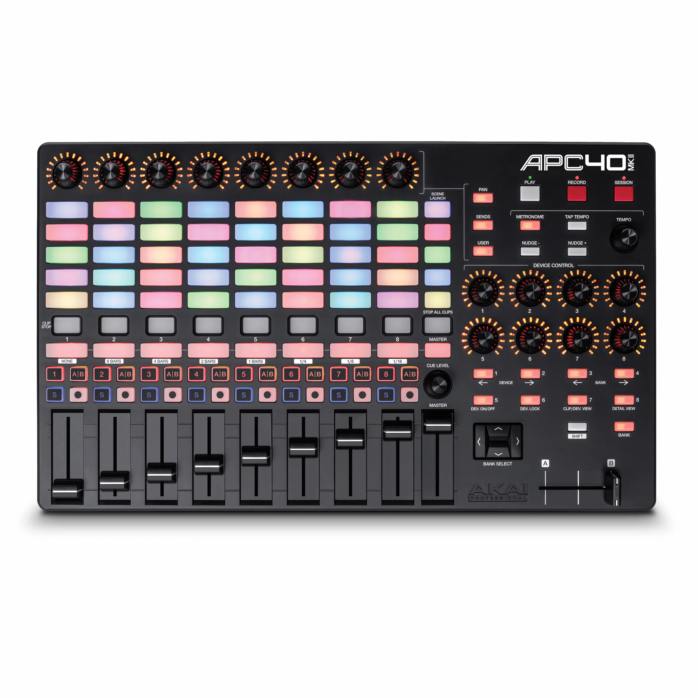 Akai Professional APC40 MKII - Controlador MIDI USB para mapeo 1 a 1 con Ableton Live Lite y Matriz de lanzamiento de Clips de 5 x 8, Perillas y Faders