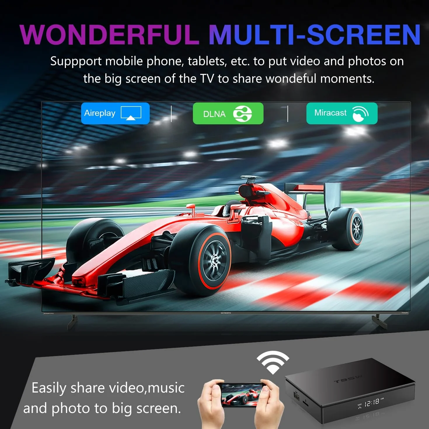 Android TV Box,T95W Android 11.0 Box 4GB RAM 64GB ROM Amlogic S905W2 Quad-Core Cortex-A53 G31 GPU Support 4K 3D 1080P AV1 2.4/5.0GHz WiFi BT5.0 10/100M Ethernet HDMI 2.1 H.265 Smart TV Box