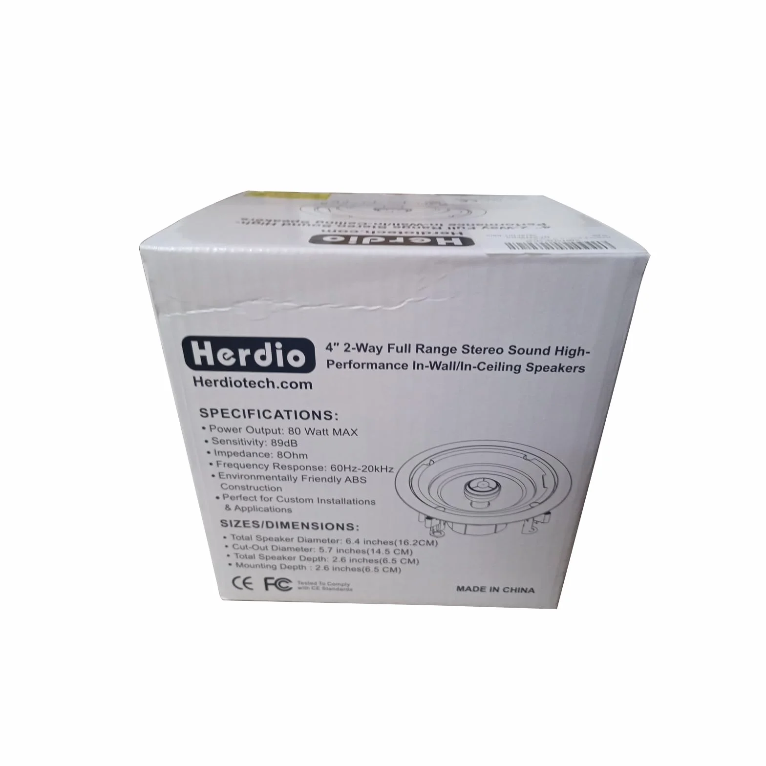 Herdio HCS418 160W Altavoces de Montaje Empotrado 2 Vías Techo Pared