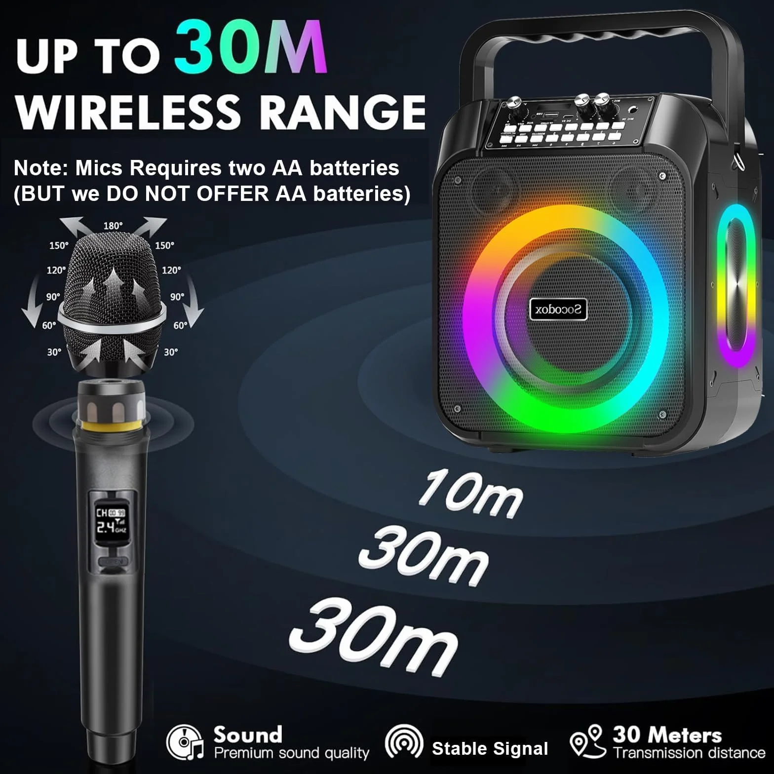 Máquina Karaoke,Altavoz Bluetooth Portátil con 2 Micrófonos Inalámbricos,Batería de 6000 mAh,Playtime 8H,Estéreo TWS,Luces RGB, Sistema Pa Dual Bass Boost para Adultos,Niños,Fiestas,Canto,DJ
