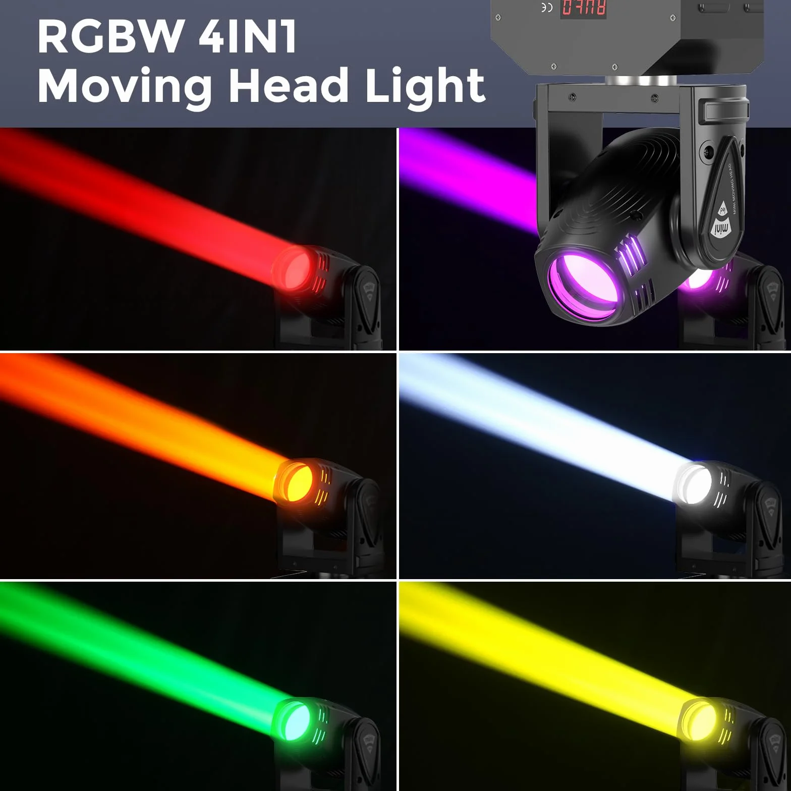 UKing Mini RGBW LED Beam Cabeza Móvil d-mx 11/13 CH Pinspot Luz Discoteca Luz Efectos de Iluminación Controlados por Música para DJ Discoteca Fiesta Club Bar Escenario