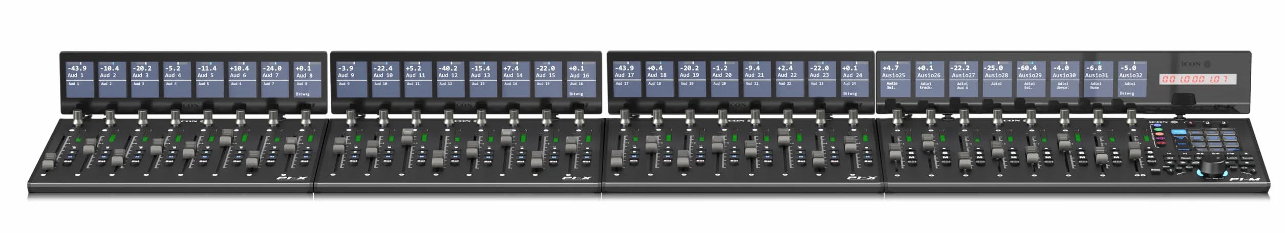 iCon Pro Audio P1-X/D4 USB MIDI DAW Controller Extension Display Bundle