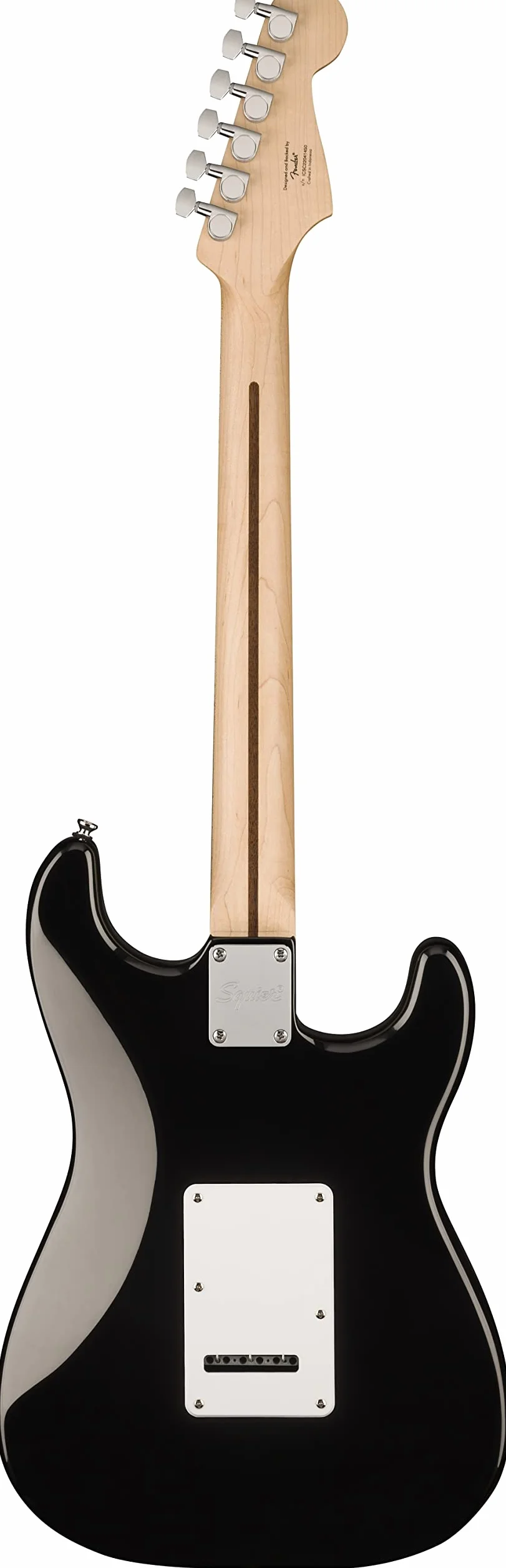 Squier by Fender Sonic Stratocaster Guitarra Eléctrica para Zurdos, Diapasón de Arce, Golpeador Blanco, Negro