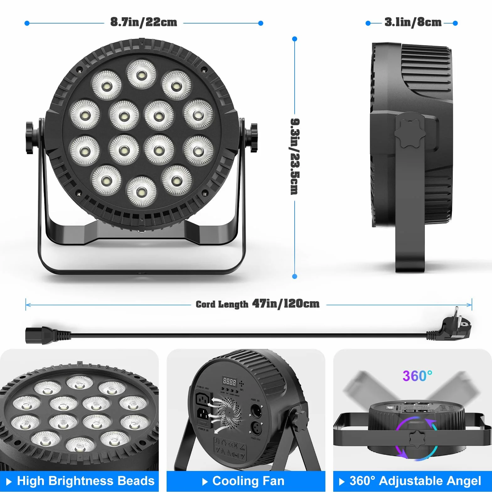 4 Unidades de 14 x 6 W LED PAR Luz, 4 en 1 RGBW Disco Fiesta Etapa Luces con Control Remoto 4/8 CH Master-Slave Autopropulsado por Spotlight Adecuado para Festivales Club DJ Escena Boda
