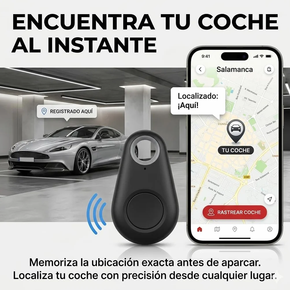 Rastreador Bluetooth Android, Tag Localizador de Llaves, Moto Tag Perros Gatos, Llavero Maleta, Alarma Antirrobo, Sin Suscripción