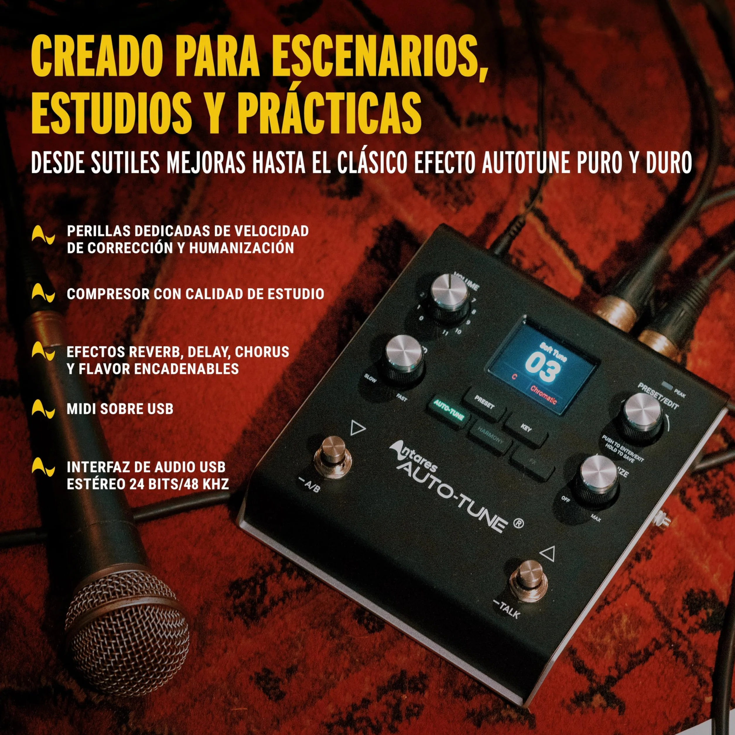 HeadRush VX5 - Pedal de Efectos Vocales con Antares AutoTune para Armonía vocal con Corrección de Tono Instantánea y Entrada para Micrófono y Guitarra