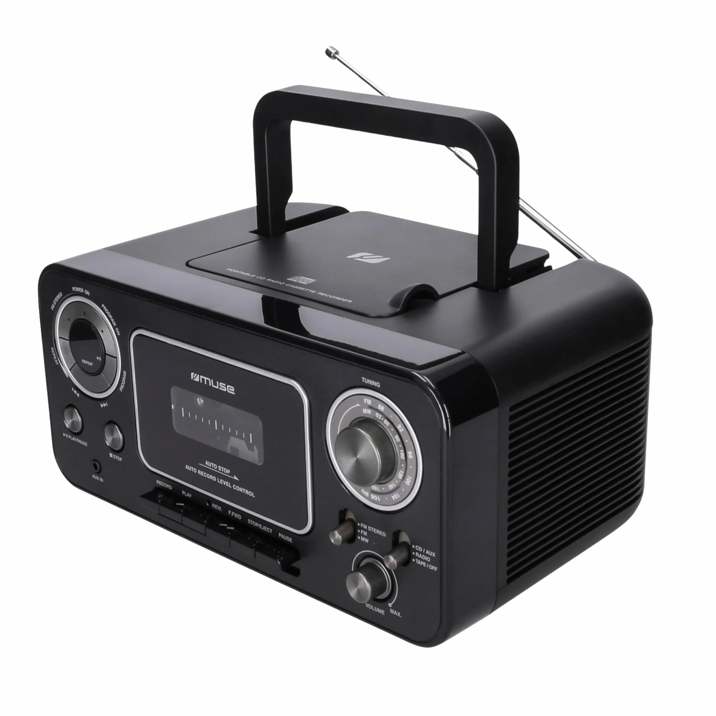 Muse M-182 RDC Radiocd CD Radio Cassette, Negro