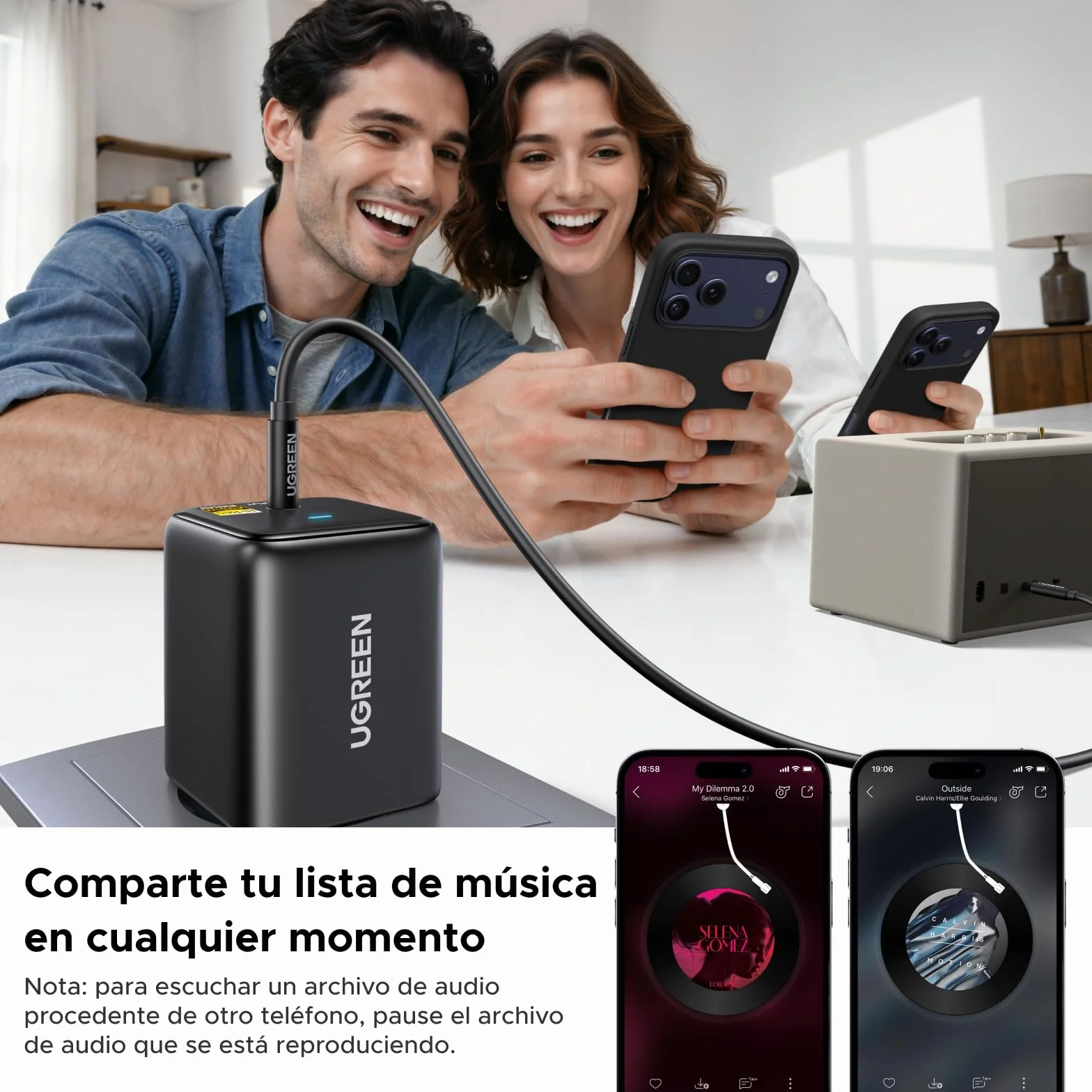 UGREEN Receptor Bluetooth 6.0 LDAC/SBC/AAC Audio Adaptador 3.5 mm Hi-Res HiFi Baja Latencia Inalámbrico Alimentación Eléctrica con Conexión Directa Compatible con Teléfono Tablet Altavoz Amplificador