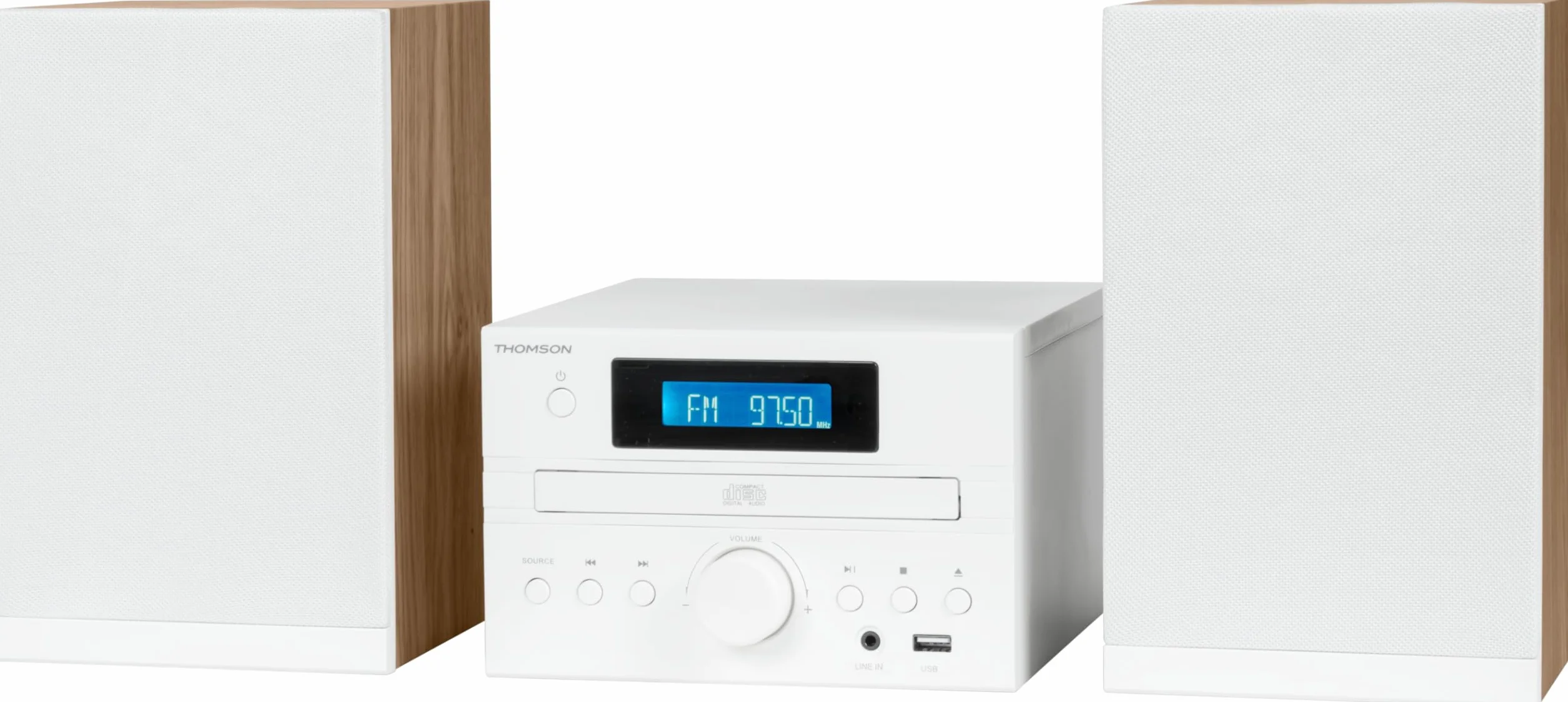 Microchaîne - THOMSON - COSY MIC121BT - Lecteur CD, Bluetooth, Radio FM, MP3, USB - Bois et Blanc
