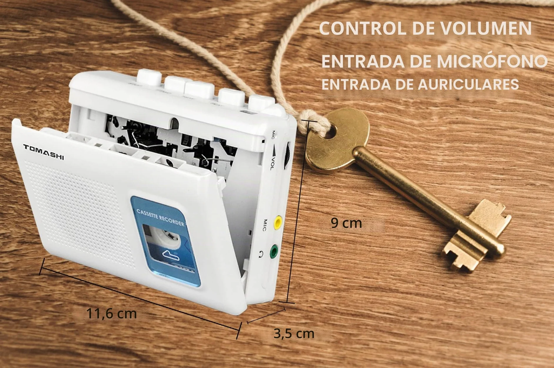 TOMASHI Walkman Grabadora de Cinta portátil con Altavoz Integrado micrófono