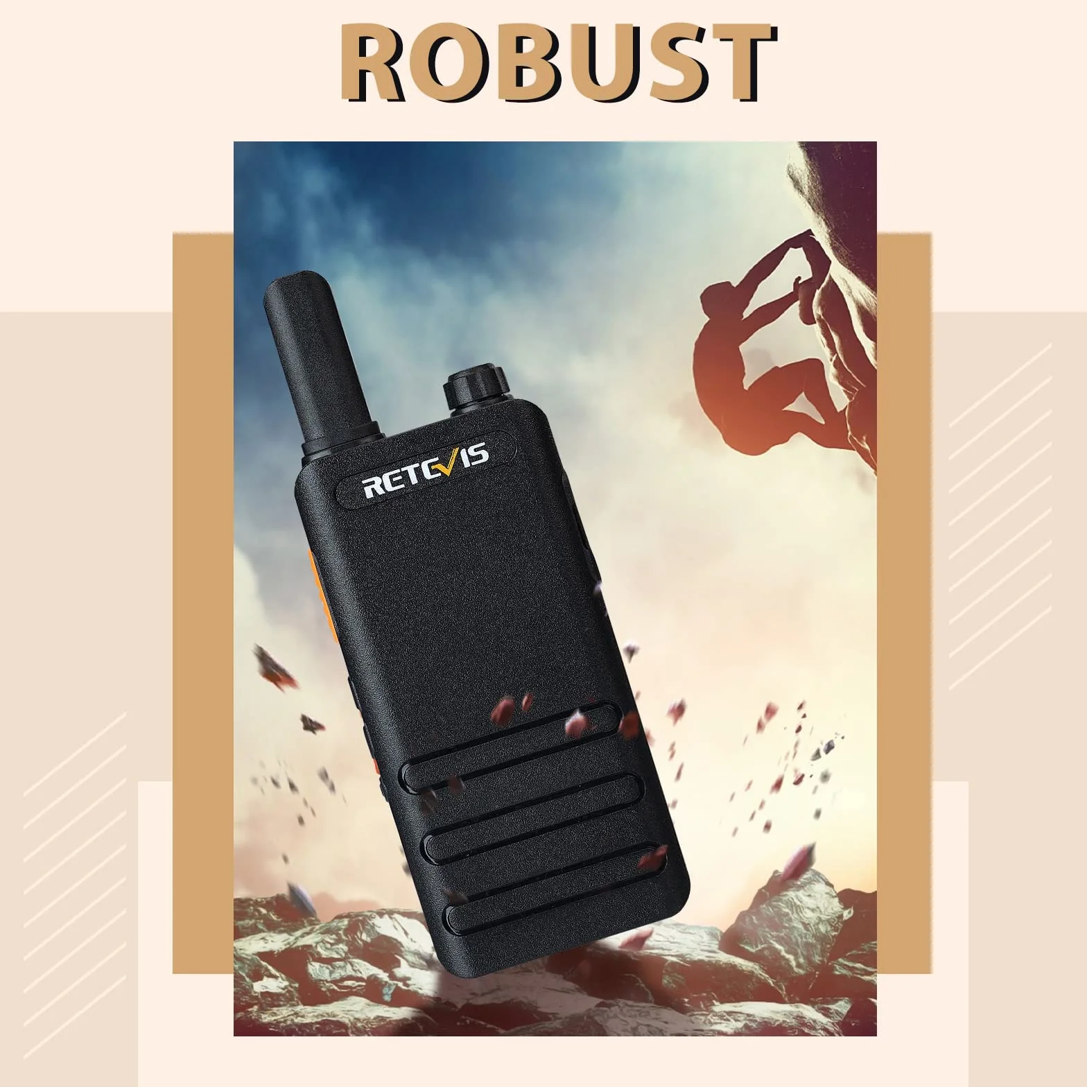 Retevis RT622P Walkie Talkie, 1620mAh PMR446 Mini Walkie Talkie Professional USB-C, Ligero y Compacto, VOX, 15 mm Ultrafino Walkie Talkies Recargable para Camping, Ciclismo, Familia (2 Piezas, Negro)