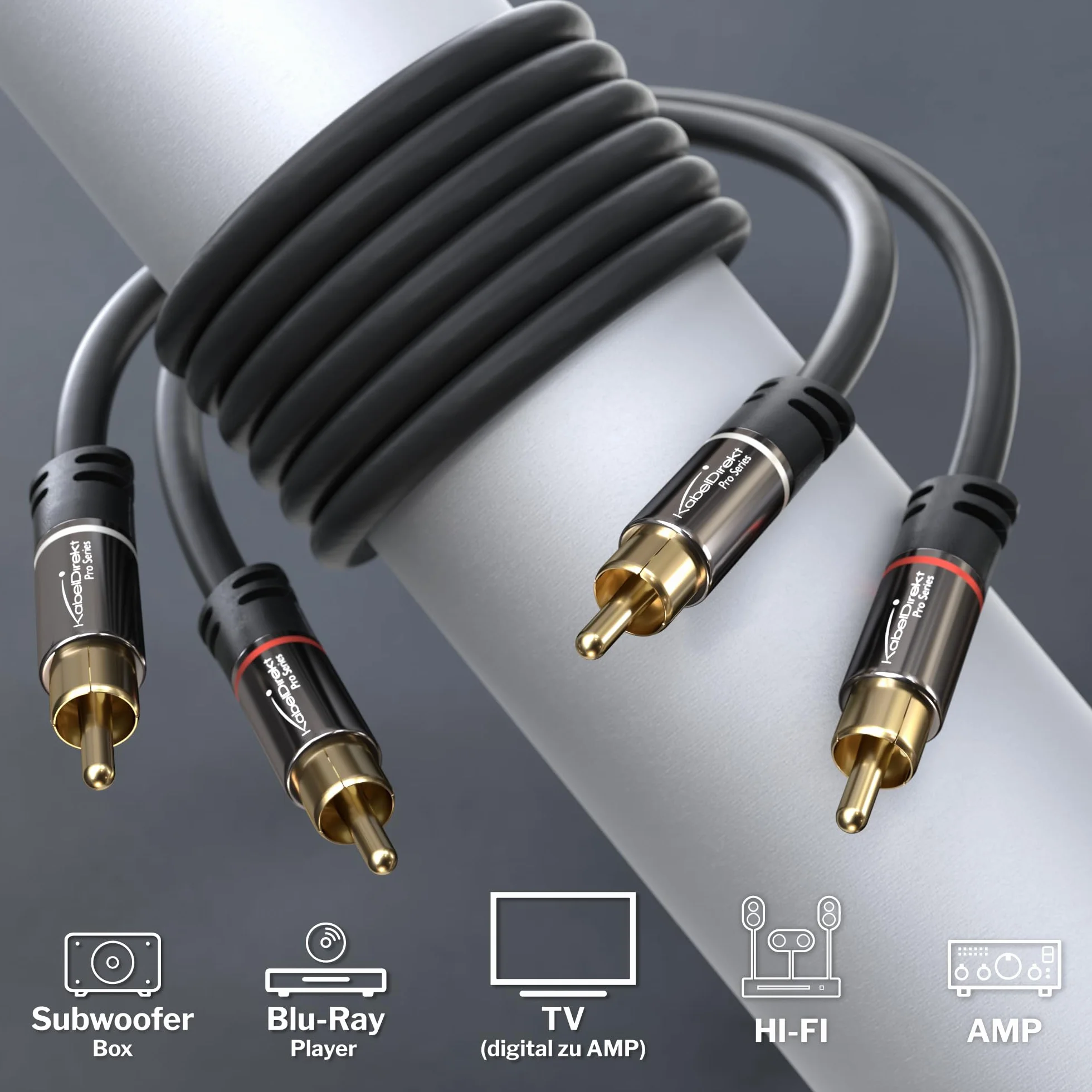 KabelDirekt Cable RCA 0,5 m Audio Estéreo 2 x 2 Cinch Coaxial HiFi Home Cinema