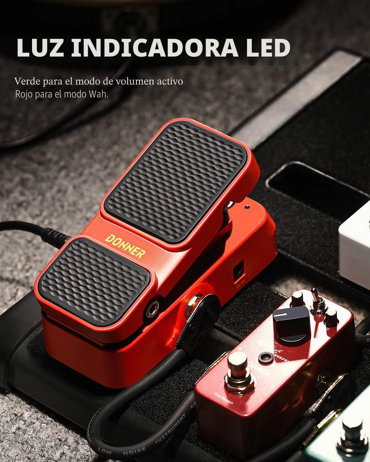 Pedal Wah para guitarra Donner, Pedal de Volumen Wah 2 en 1, Mini pedal de efecto de guitarra eléctrica vintage con control de volumen activo de wah wah, pedal de guitarra ligero
