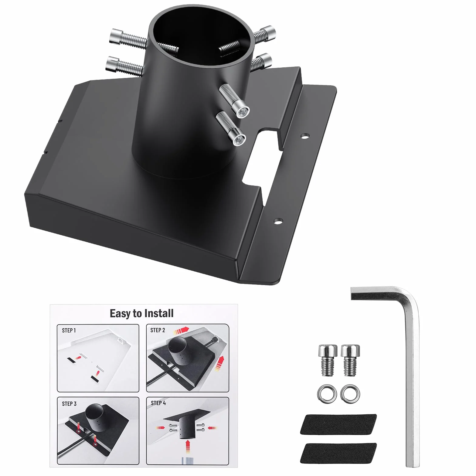 Justech Adaptador para Tubo Starlink Gen 3 Soporte Ajustable 360° + 20° Inclinación Aleación de Aluminio Compatible con Diámetro 25-53mm | Instalación en Techo/Pared/Suelo, Diseño Sin Tuercas
